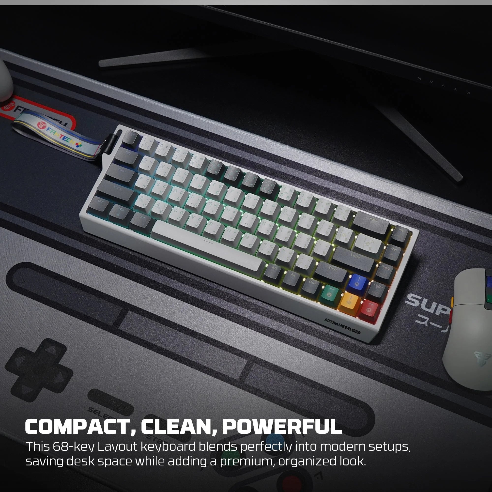 Fantech keyboard atom he68 mk922 magnetic switch 8000 hz – gray