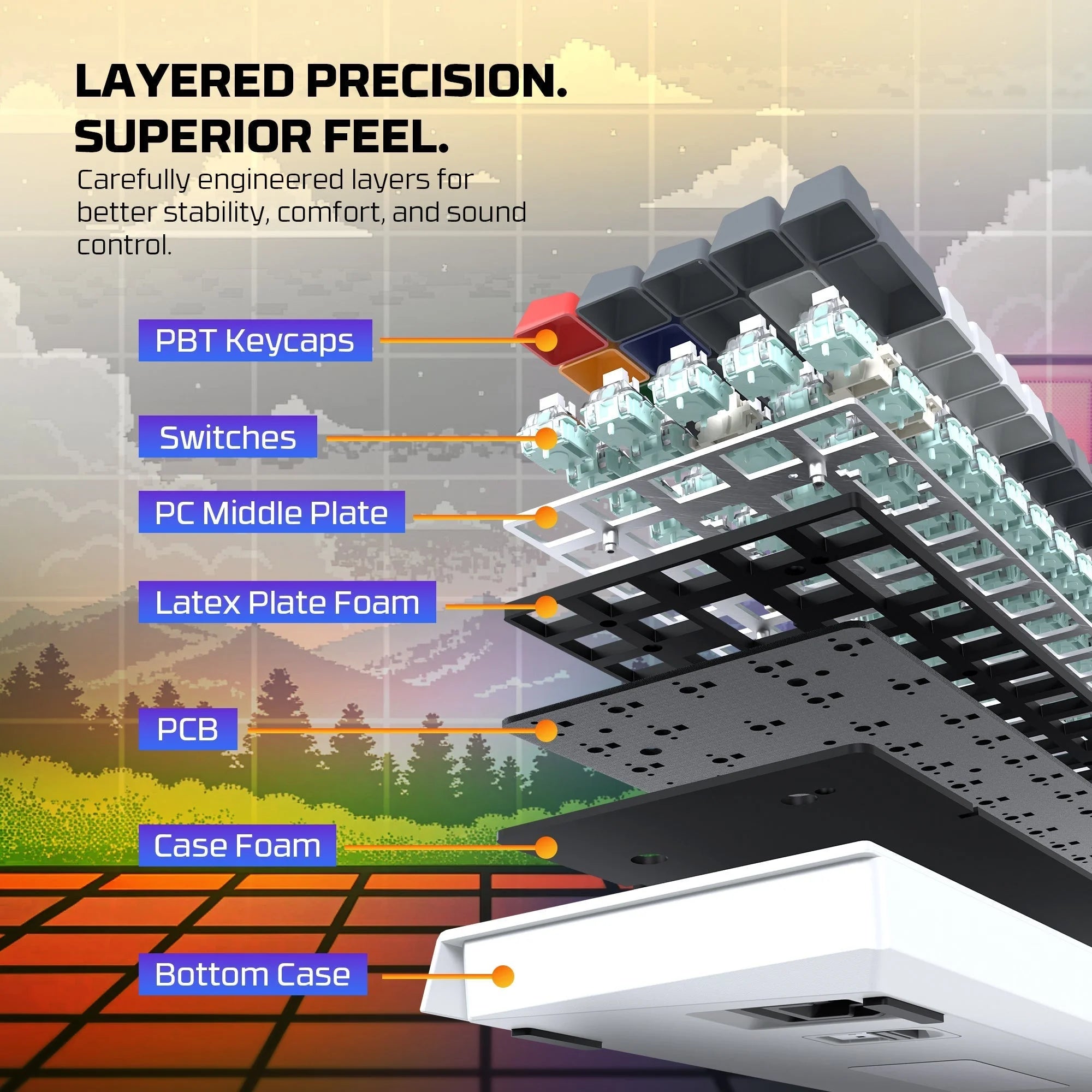 Fantech keyboard atom he68 mk922 magnetic switch 8000 hz – gray