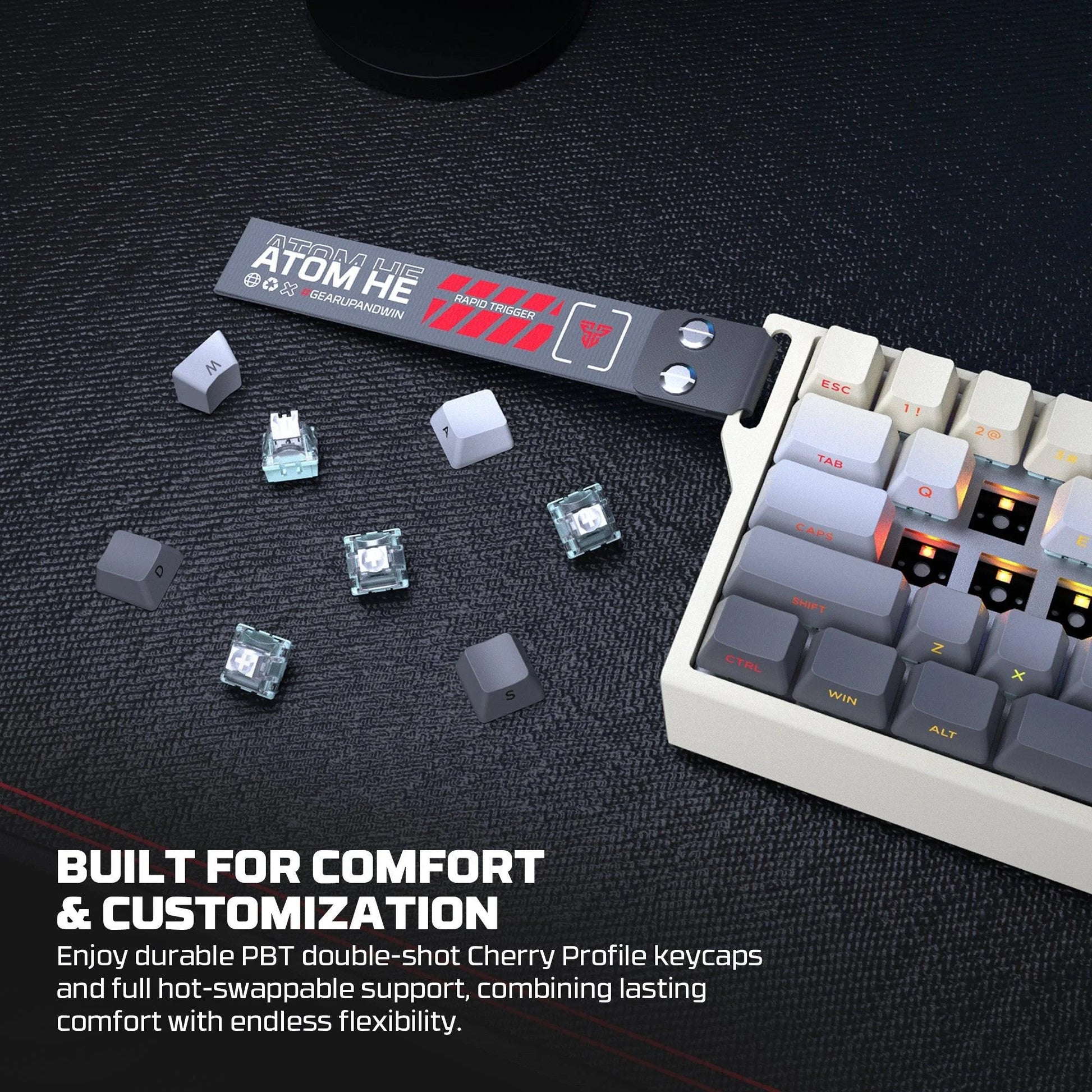 Fantech keyboard atom he68 mk922 magnetic switch – retro beige