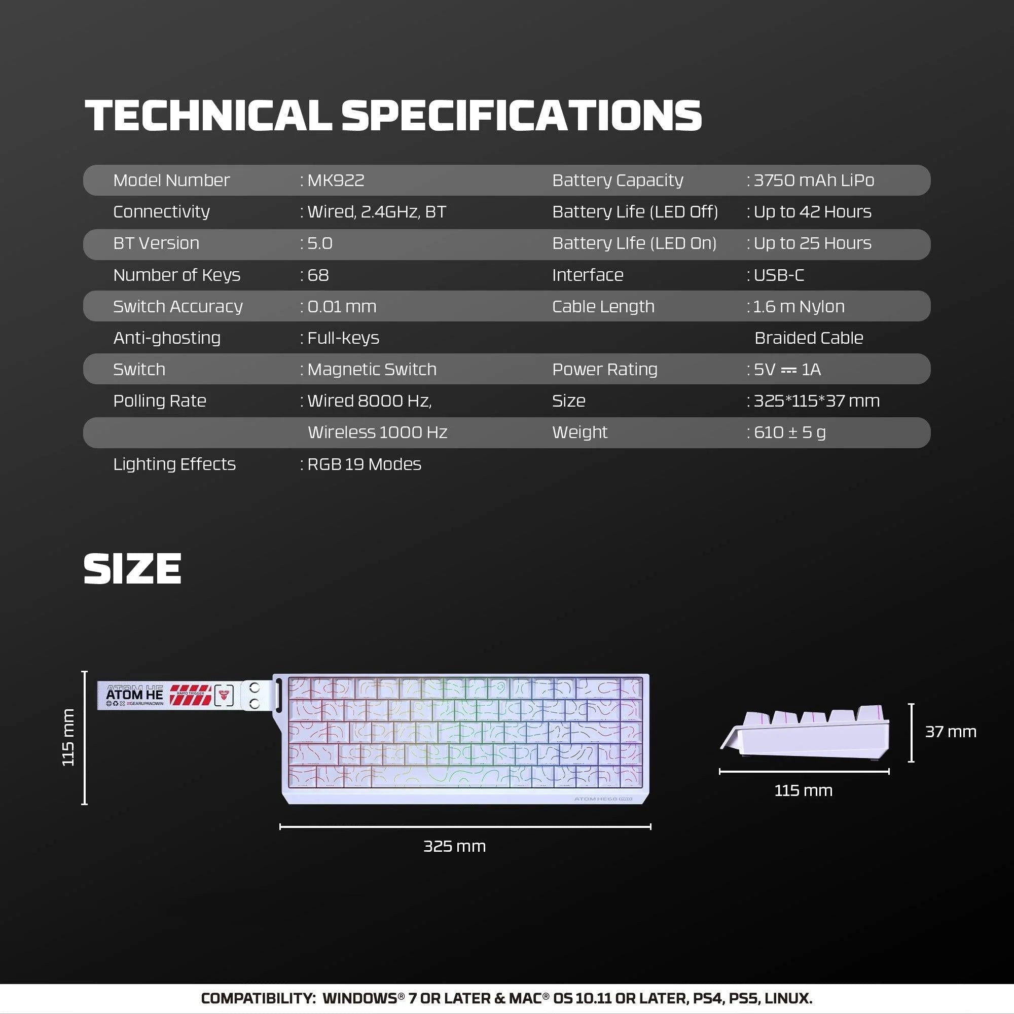 Fantech keyboard atom he68 mk922 magnetic switch – retro beige