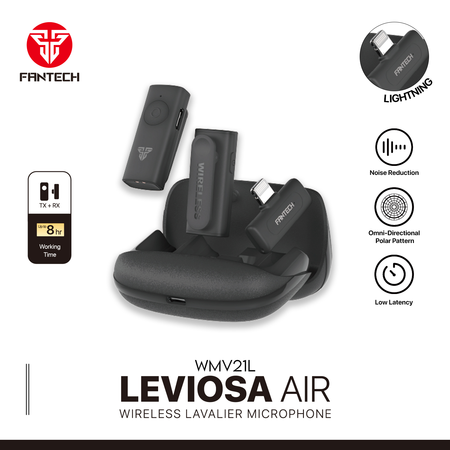 Fantech leviosa air wireless microphone wmv21l with dual mic technology