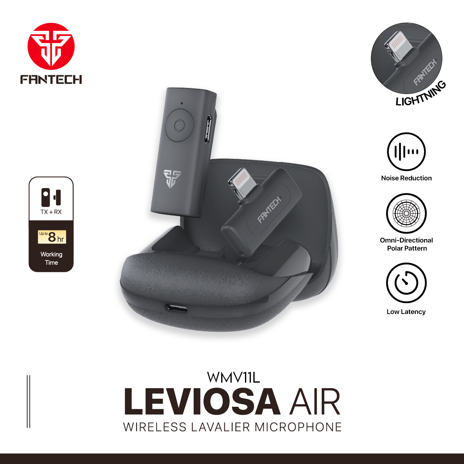 Fantech Leviosa Air Wmv11l Microphone Wireless Lavalier Lightning - Gameonjo