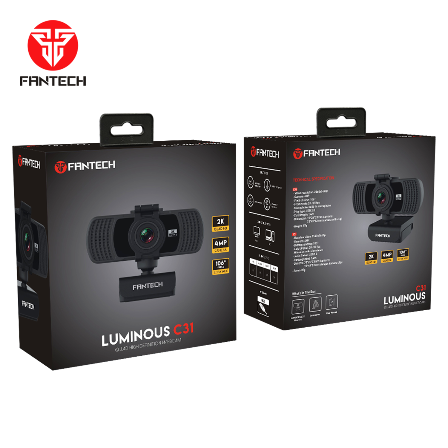 Fantech Luminous C31 Qhd 2k Webcam - Gameonjo