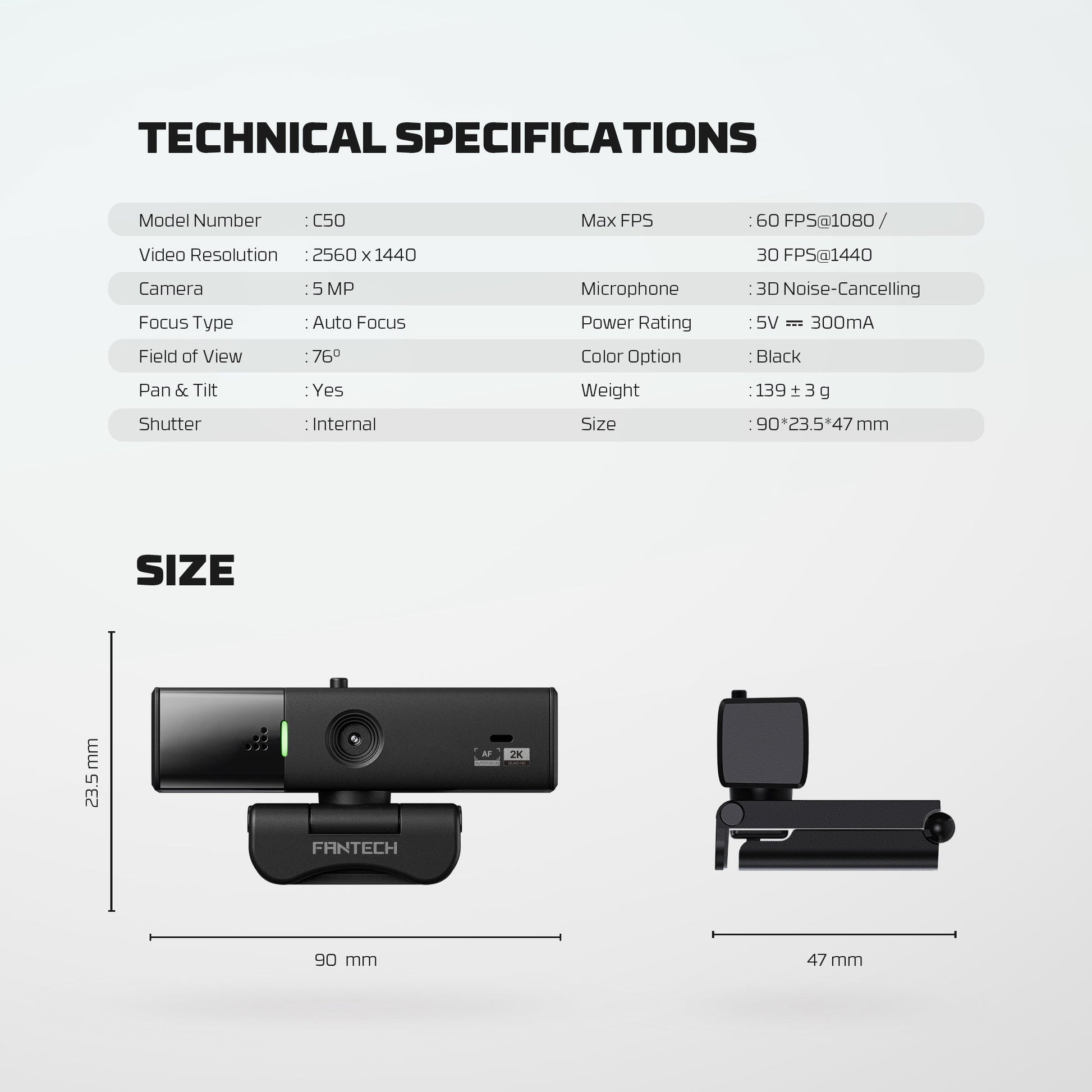Fantech Luminous C50 Quad High-definition Webcam 2k