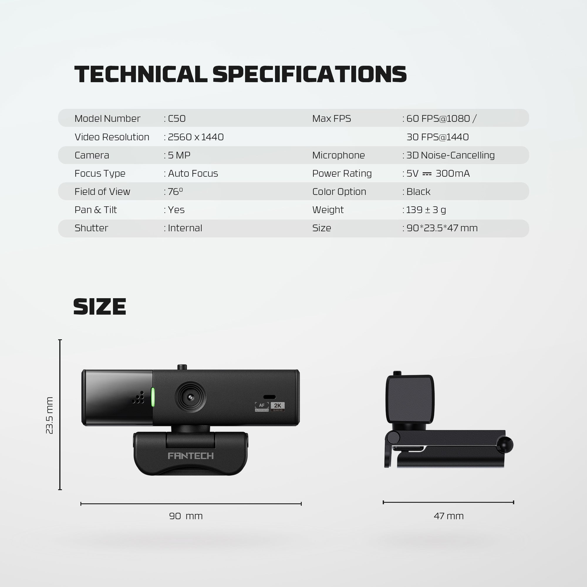 Fantech Luminous C50 Quad High-definition Webcam 2k