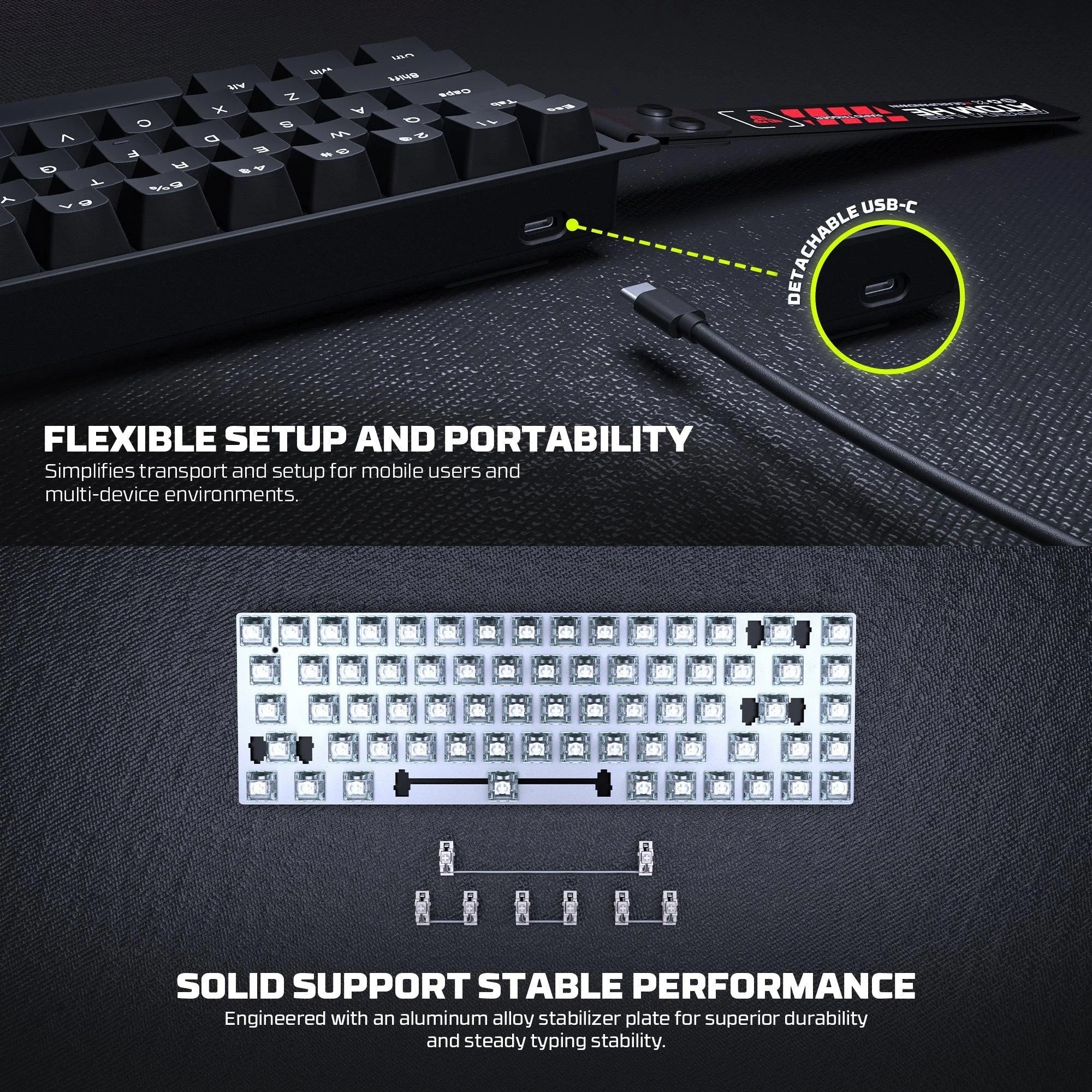 Fantech magnetic switch keyboard atom he68 series mk811,white - keyboard