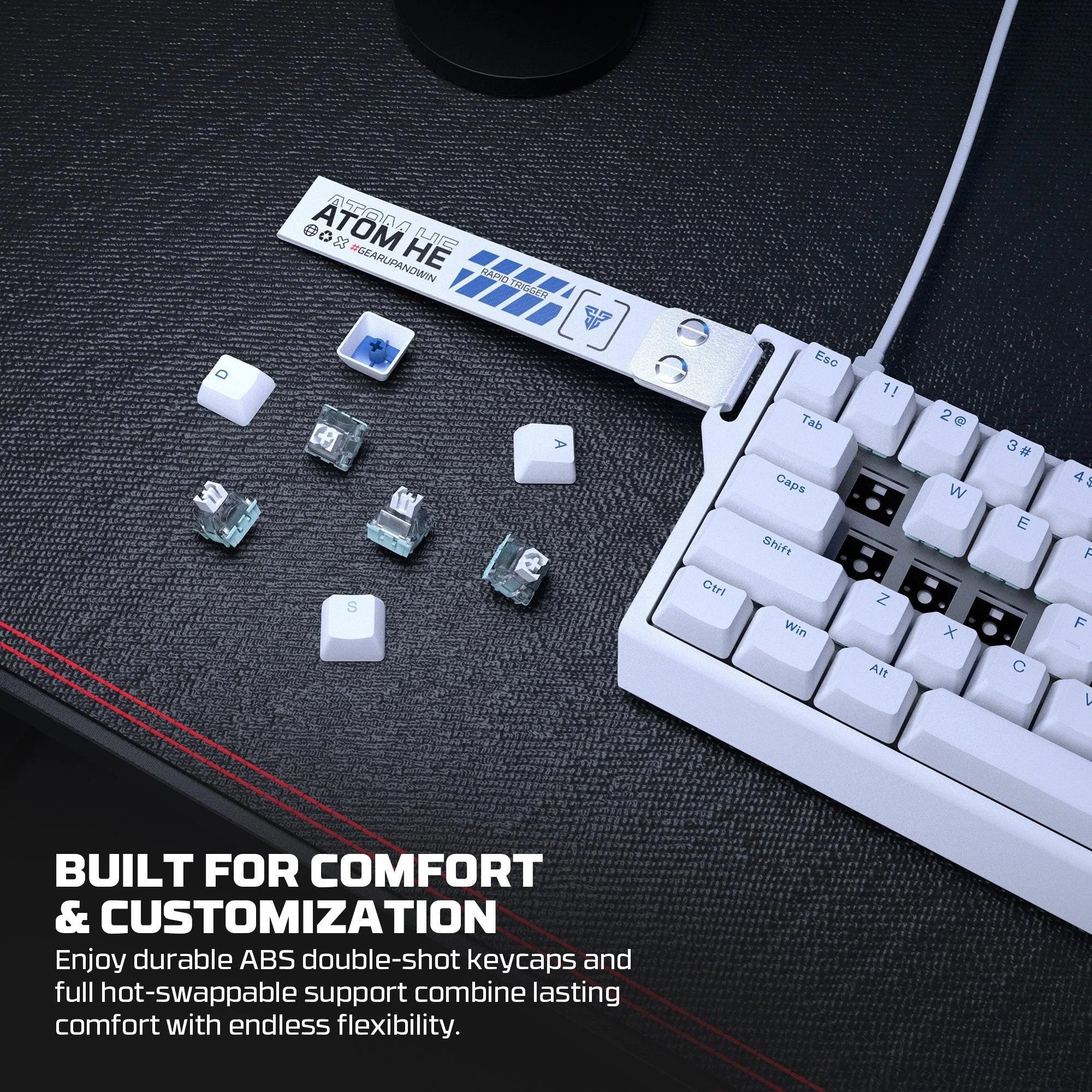 Fantech magnetic switch keyboard atom he68 series mk811,white - keyboard