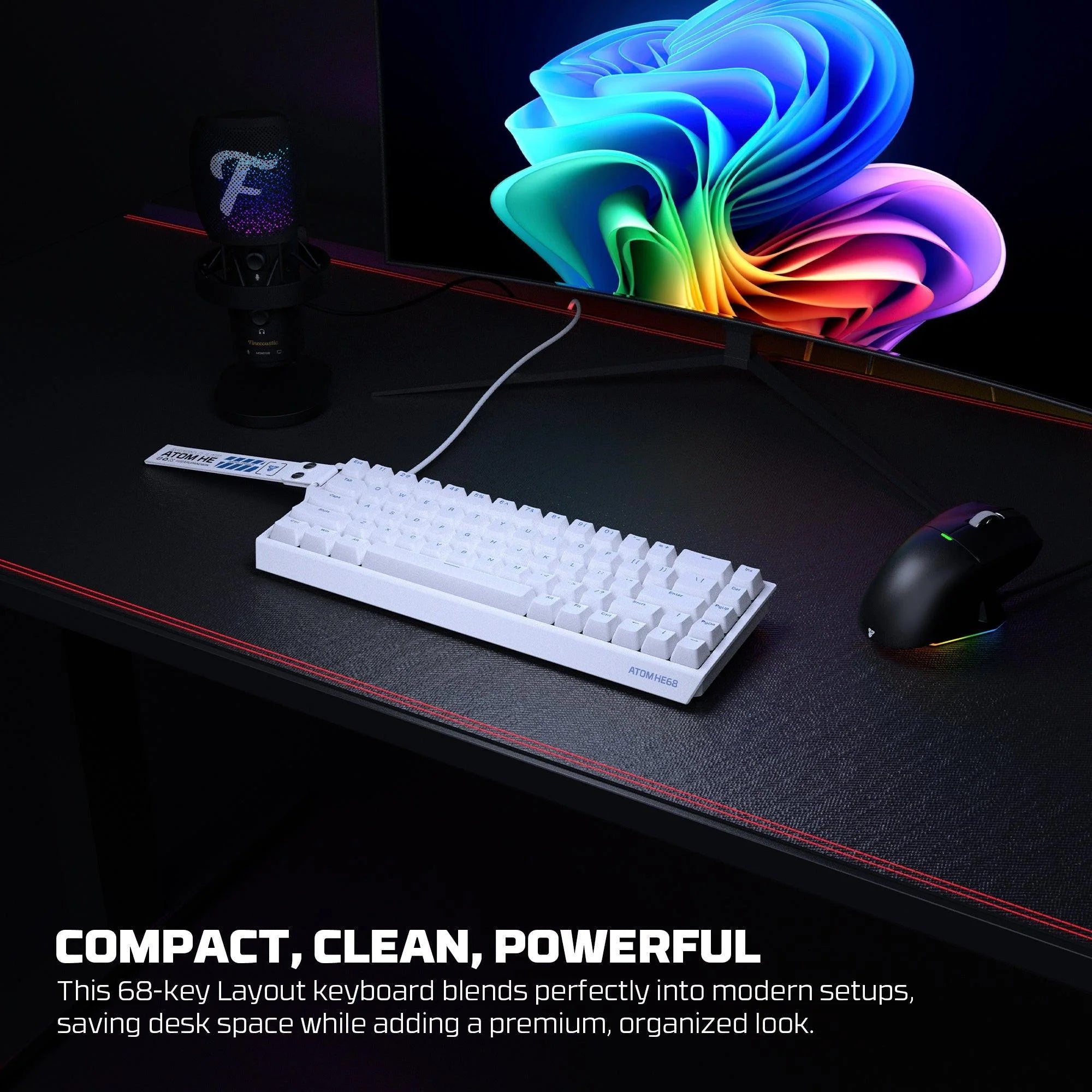 Fantech magnetic switch keyboard atom he68 series mk811,white - keyboard