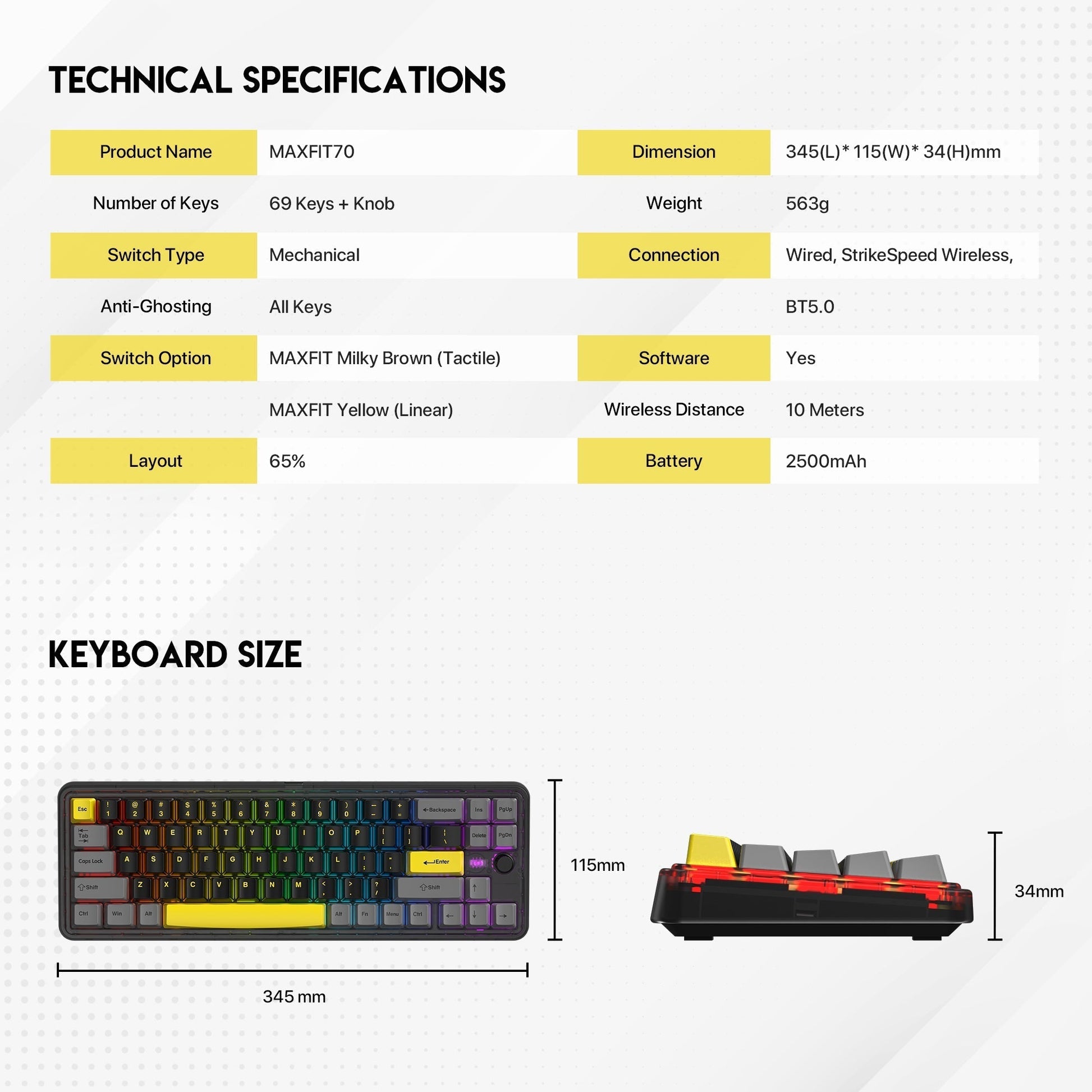 Fantech Maxfit70 Mk911 Vibe Edition Epic Greyscale Mechanical Gaming Keyboard - Gameonjo