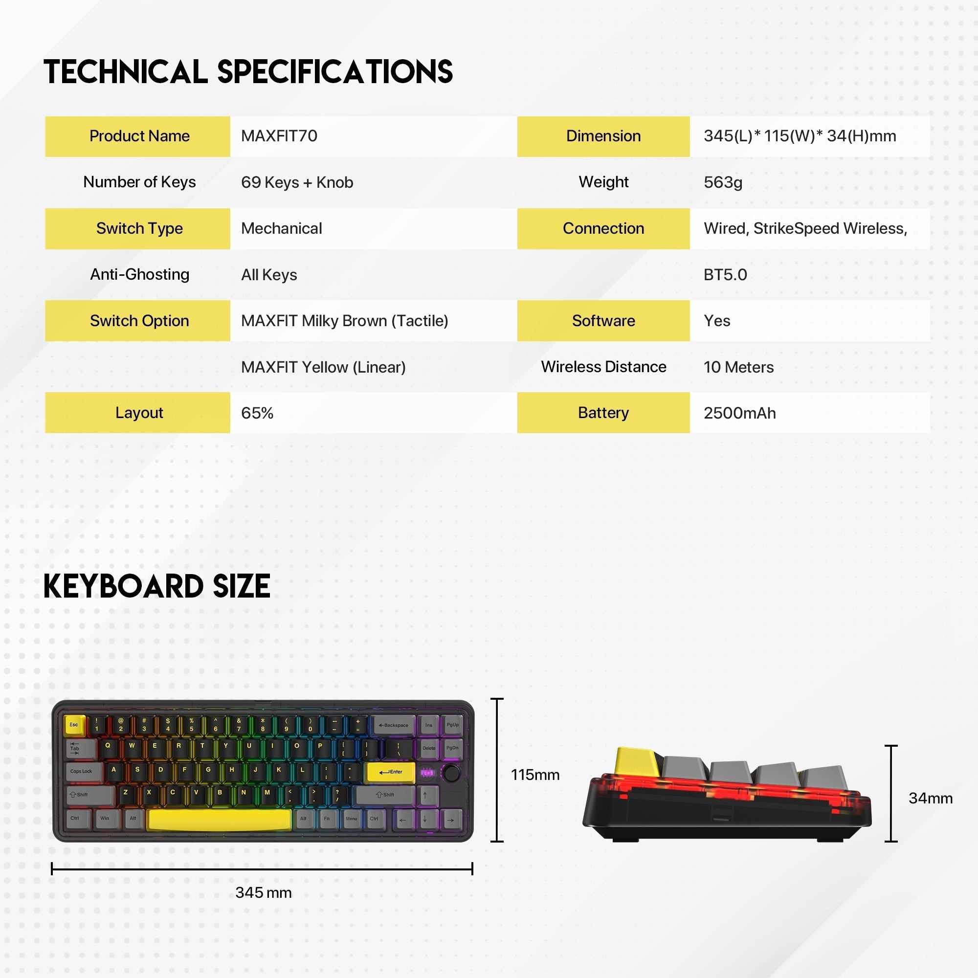 Fantech Maxfit70 Mk911 Vibe Edition Epic Greyscale Mechanical Gaming Keyboard - Gameonjo
