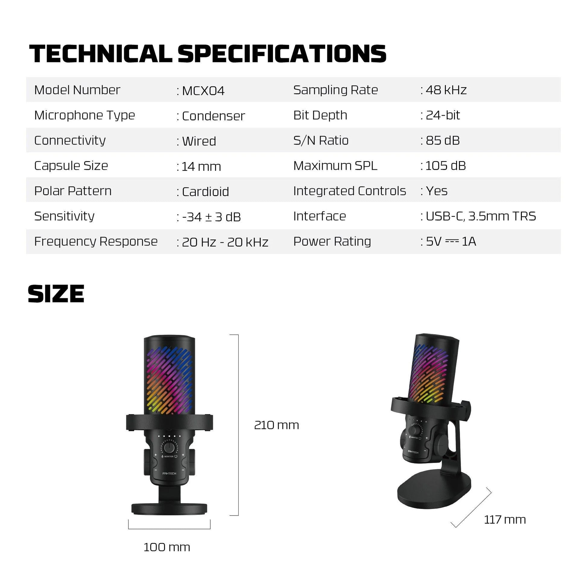 Fantech mcx04 leviosa aura condenser microphone - streaming