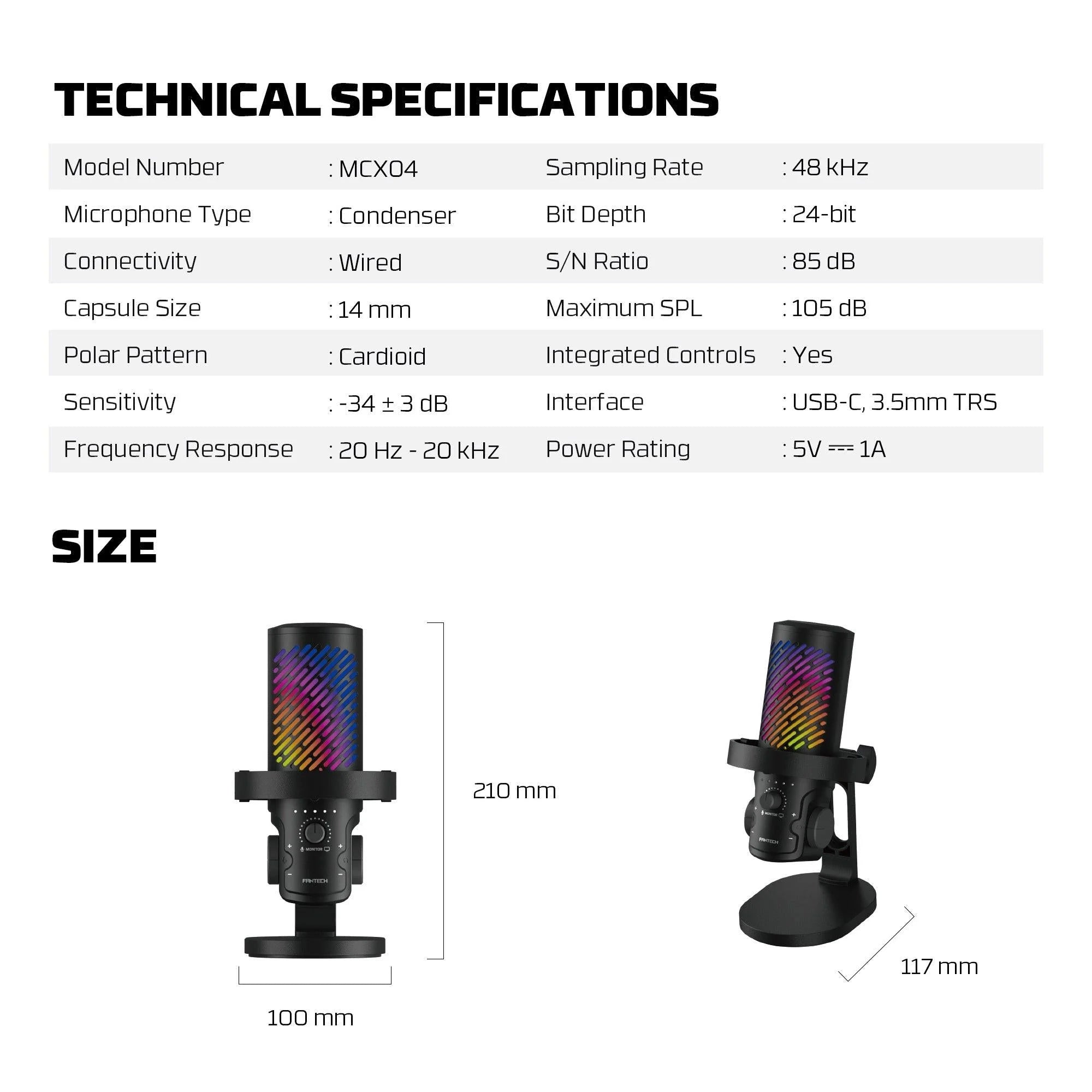 Fantech mcx04 leviosa aura condenser microphone - streaming