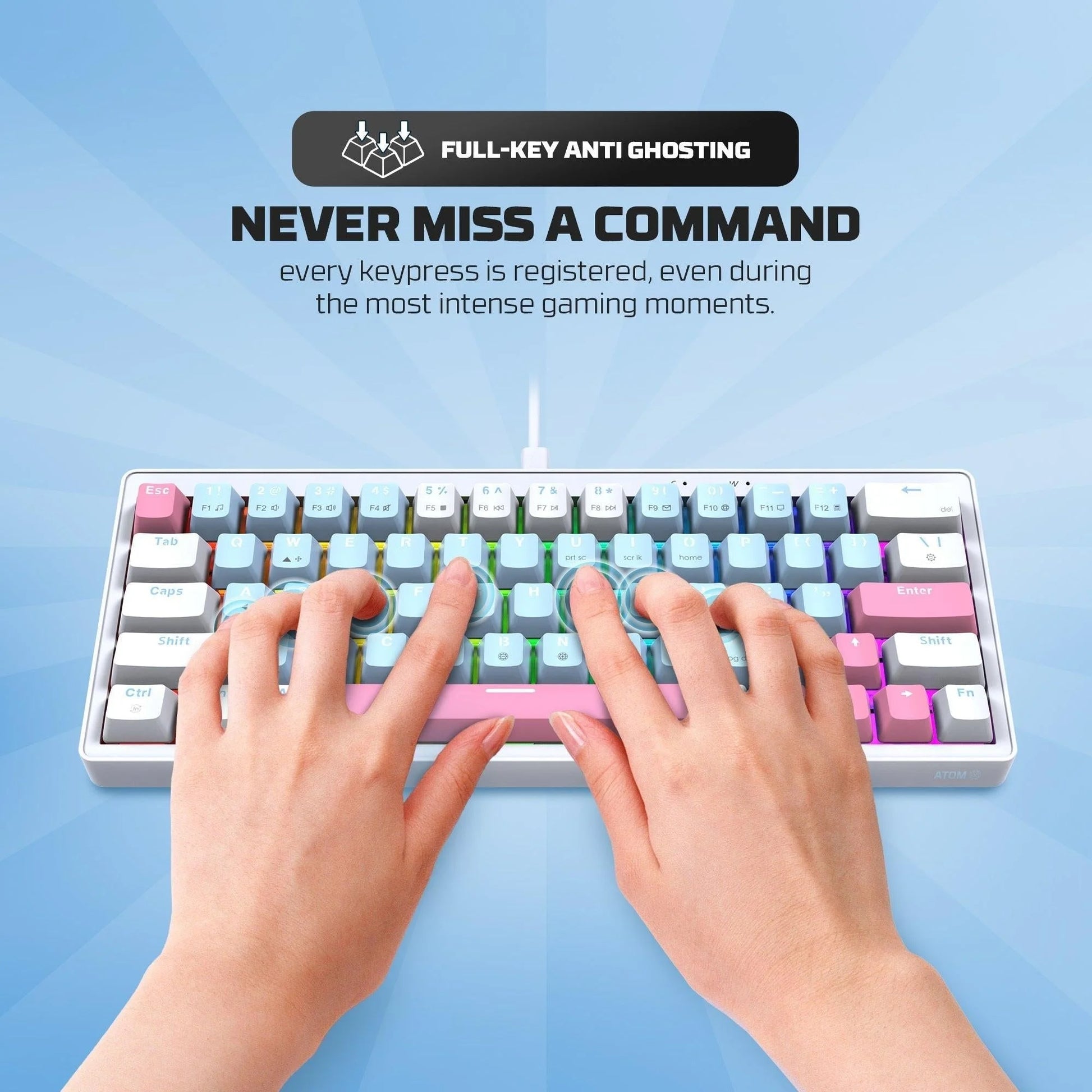 Fantech mk611 atom x63 ame edition - blue - keyboard