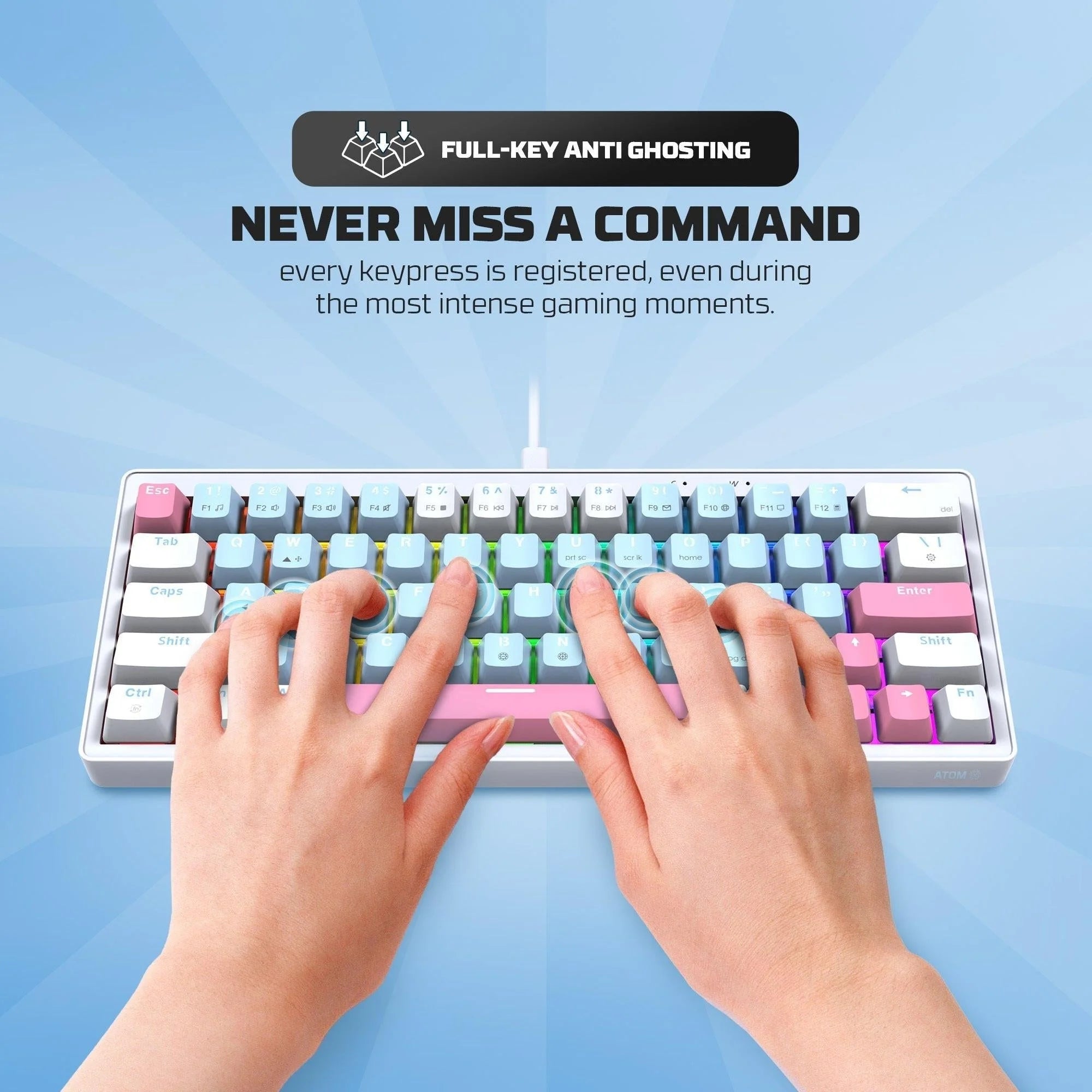 Fantech mk611 atom x63 ame edition - blue - keyboard