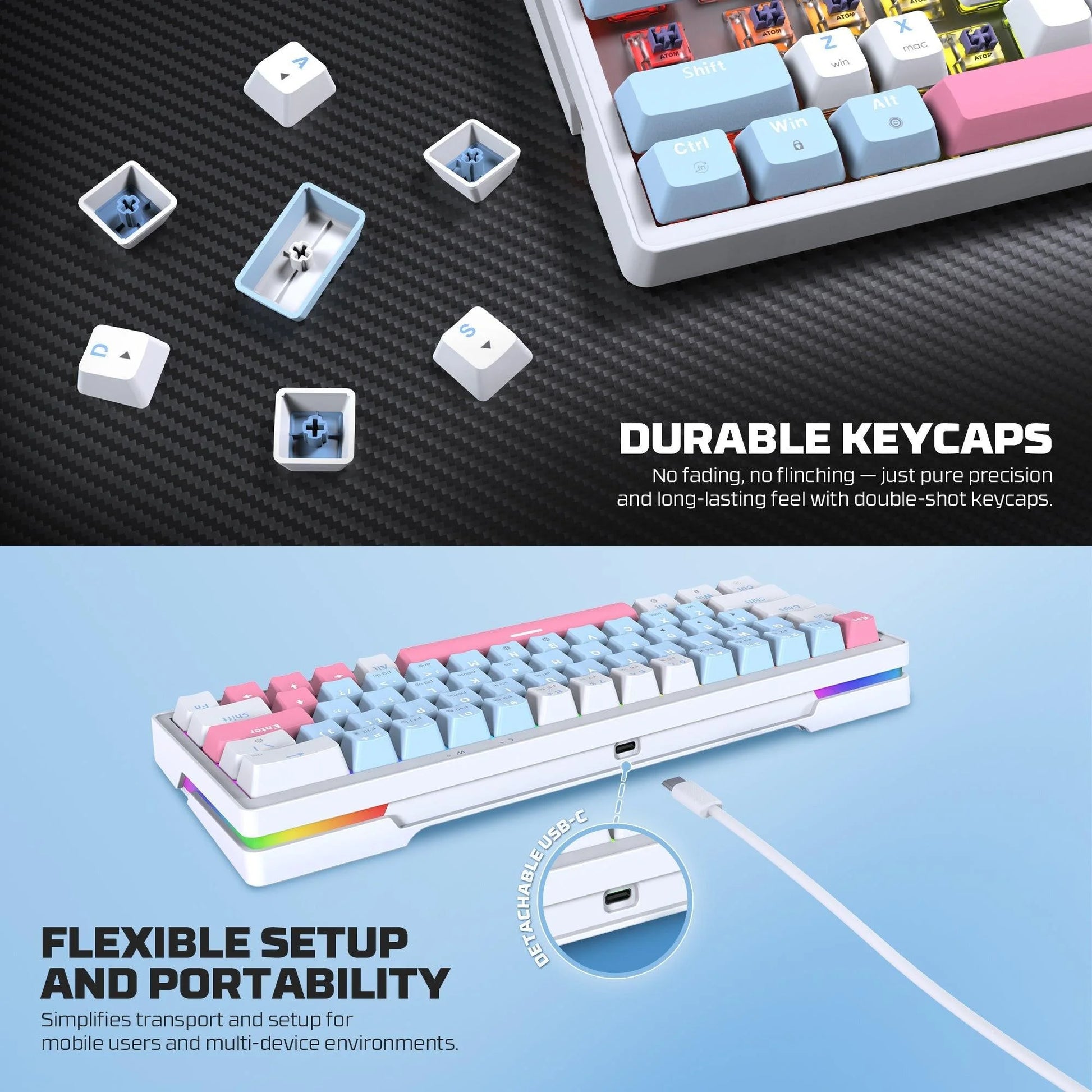Fantech mk611 atom x63 ame edition - blue - keyboard
