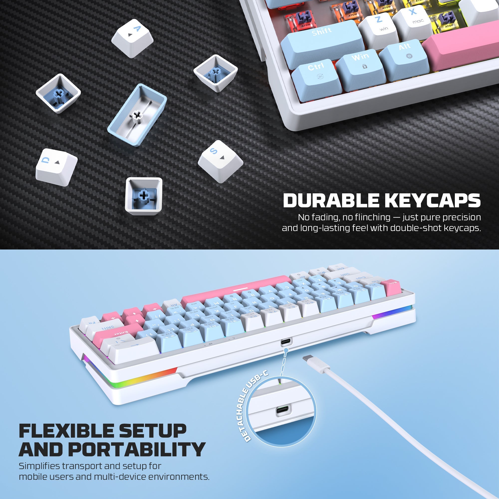 Fantech Mk611 Atom X63 Ame Edition - White - Keyboard