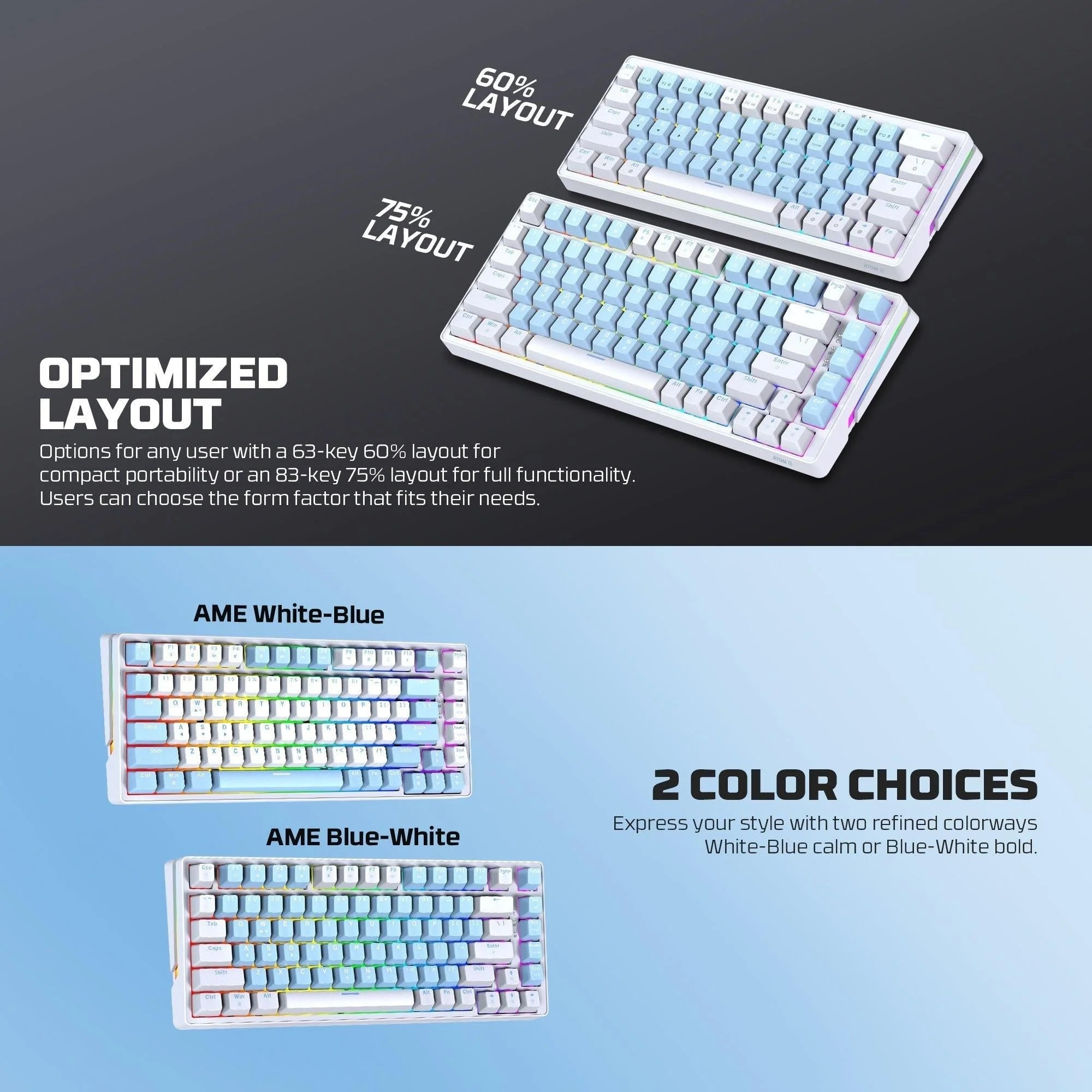 Fantech mk612 atom x83 ame edition - keyboard