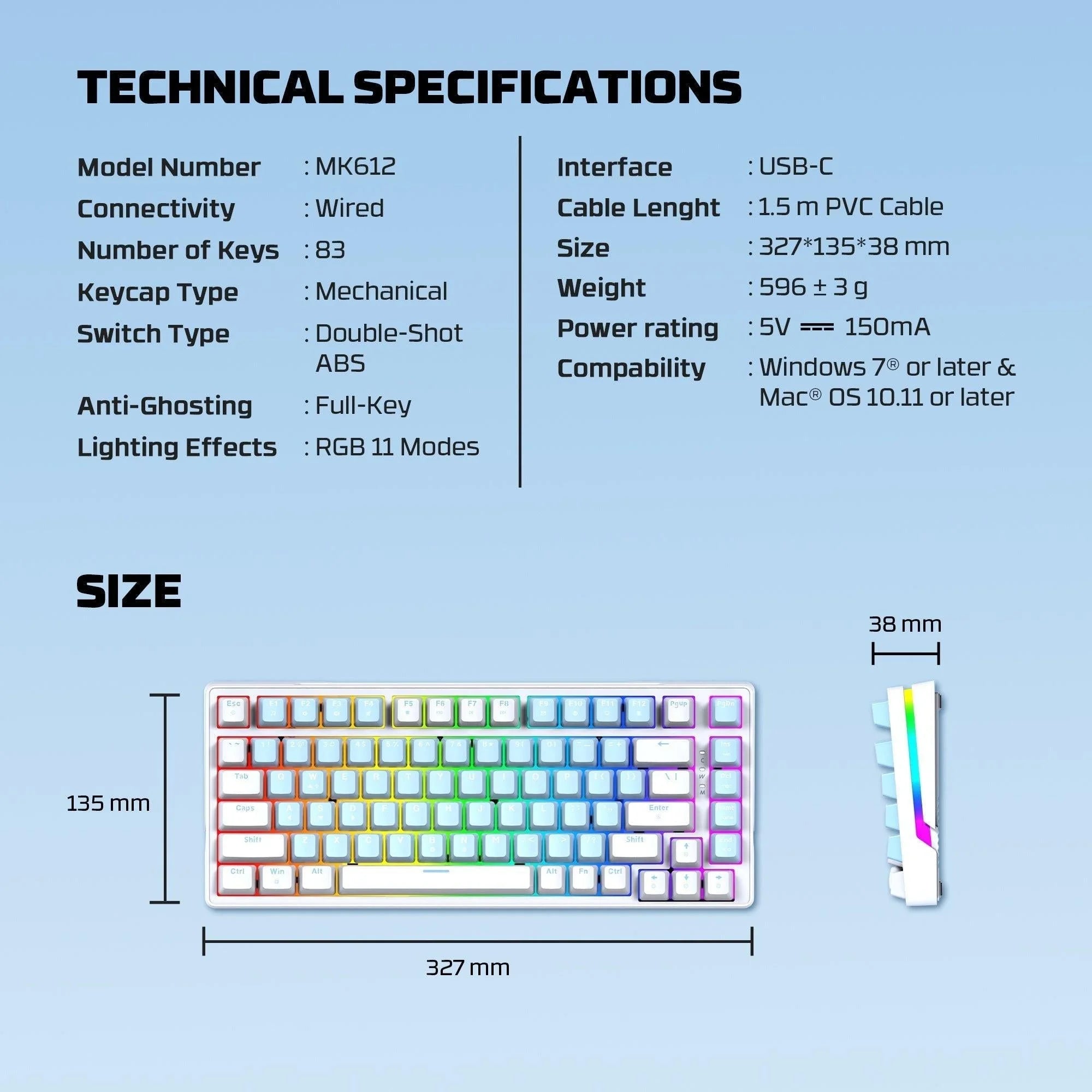 Fantech mk612 atom x83 ame edition - keyboard