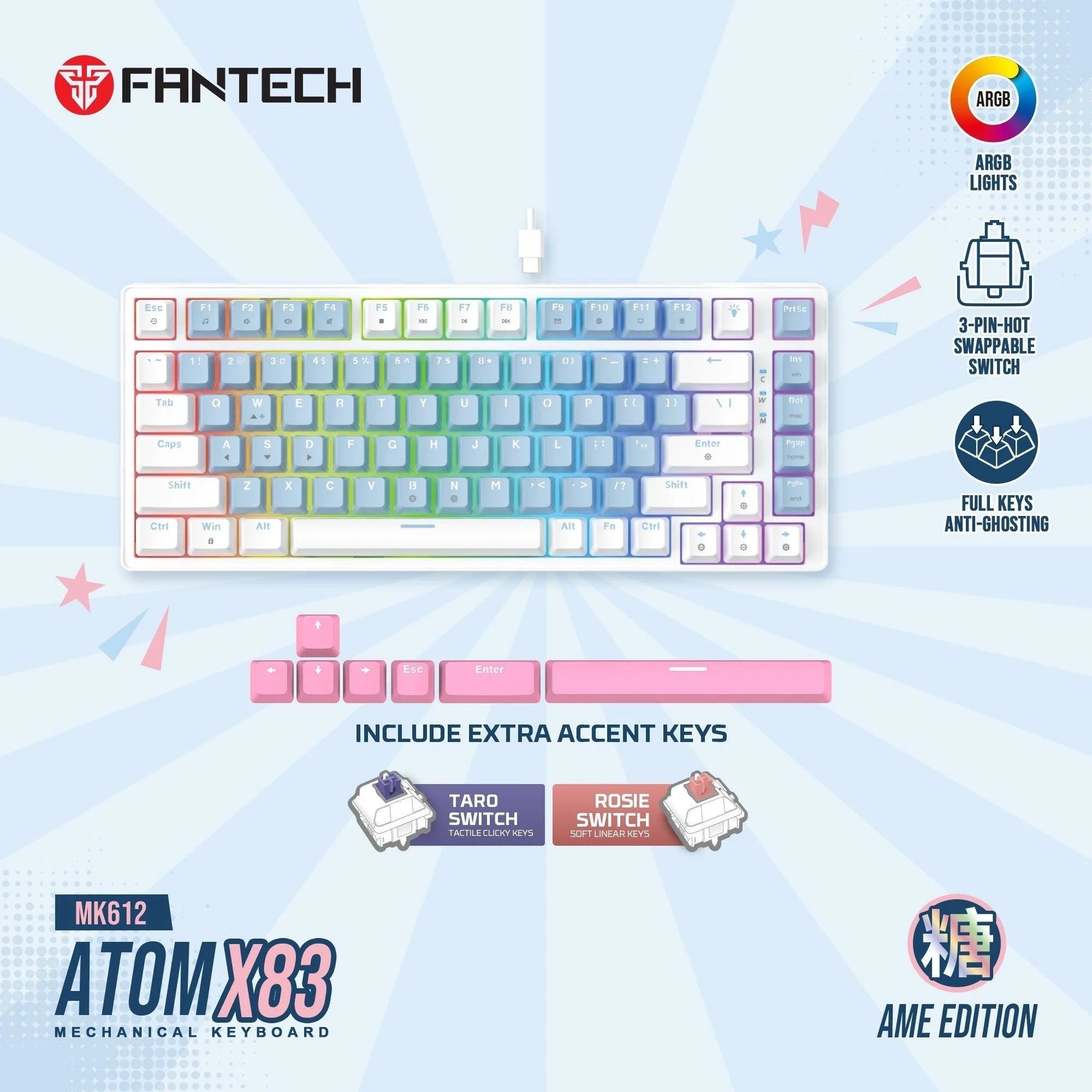 Fantech mk612 atom x83 ame edition - keyboard