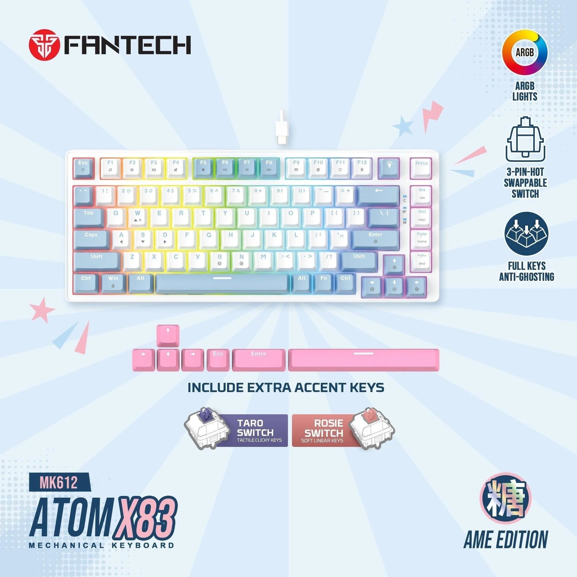 Fantech mk612 atom x83 ame edition - keyboard