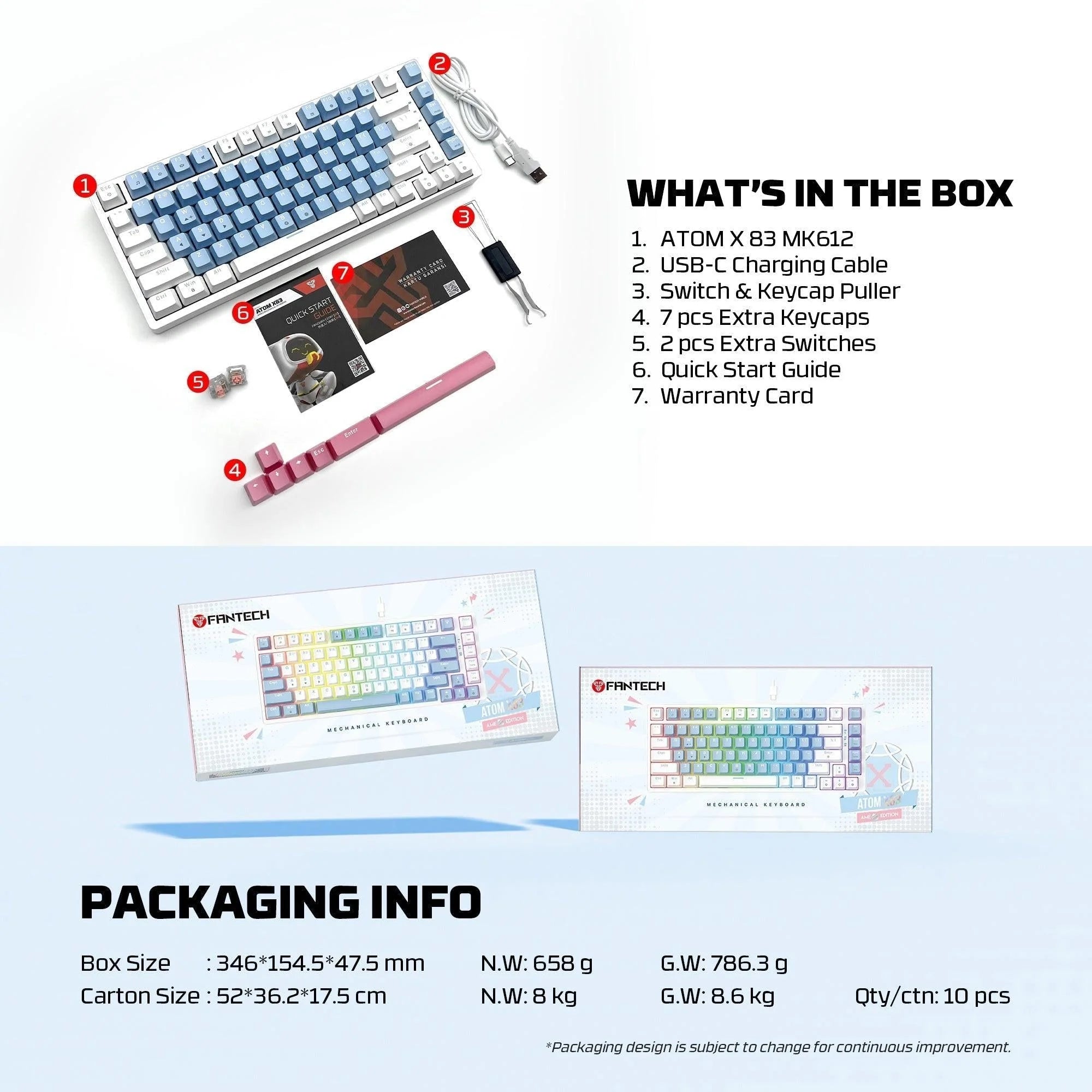 Fantech mk612 atom x83 ame edition - keyboard
