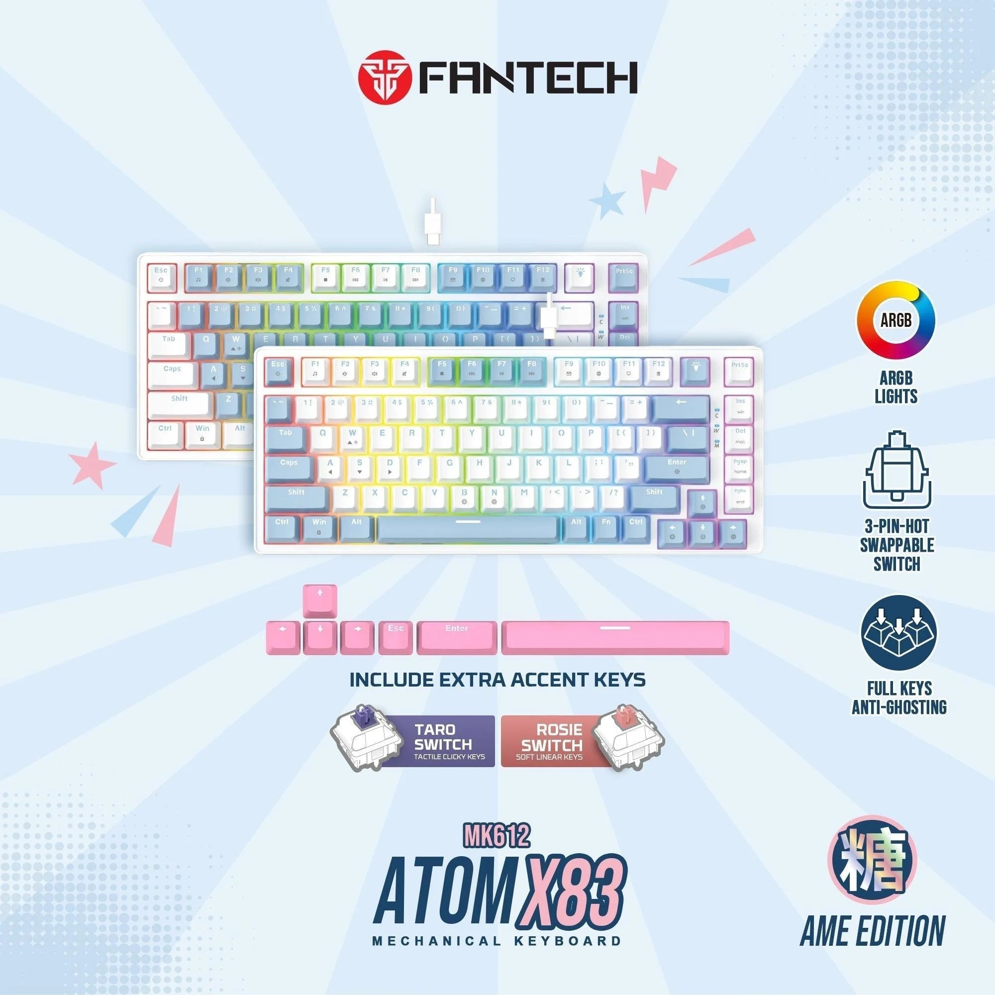 Fantech mk612 atom x83 ame edition - keyboard