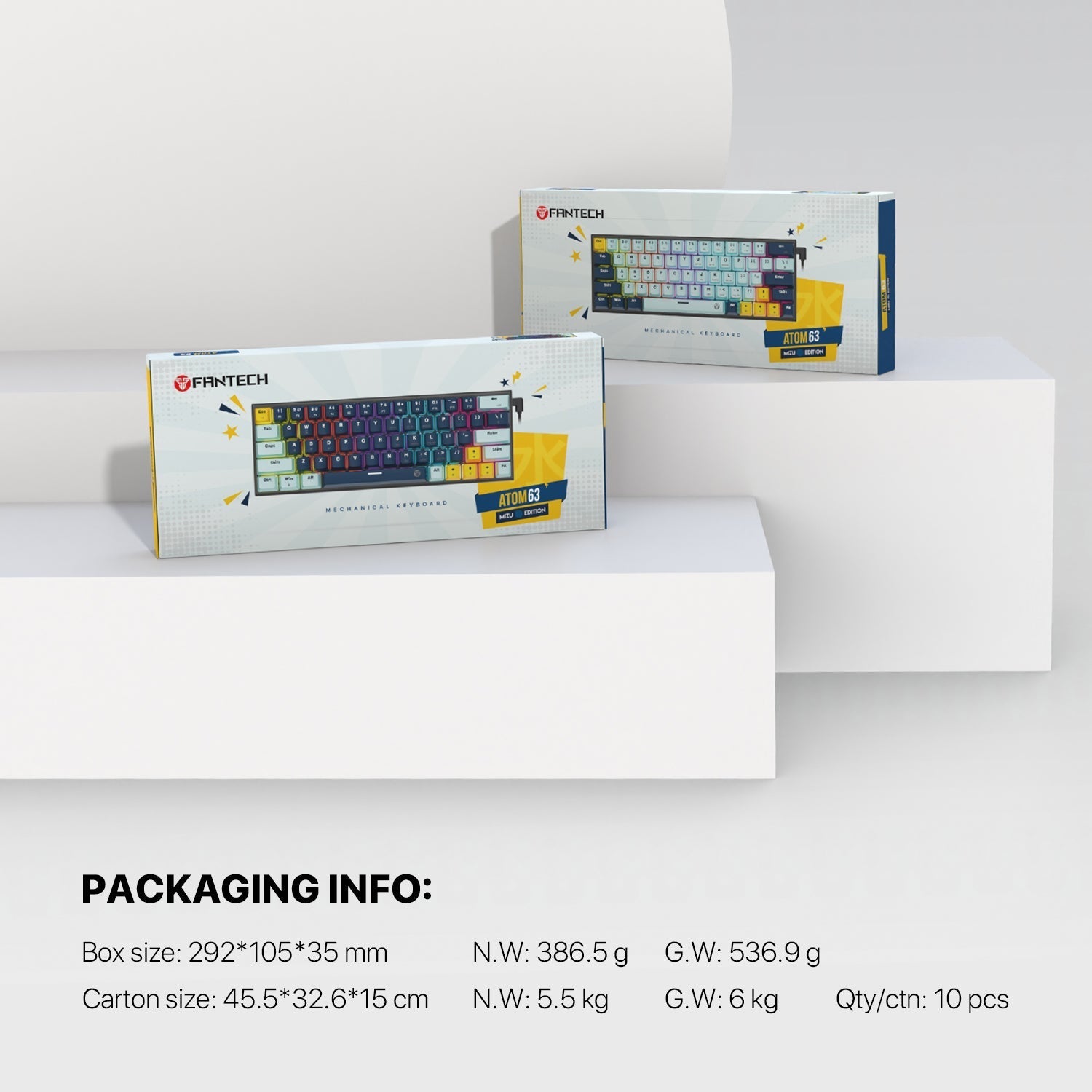 Fantech Mk874 V2 Atom 63 Hot Swappable Mechanical Keyboard Navy Blue - Gameonjo