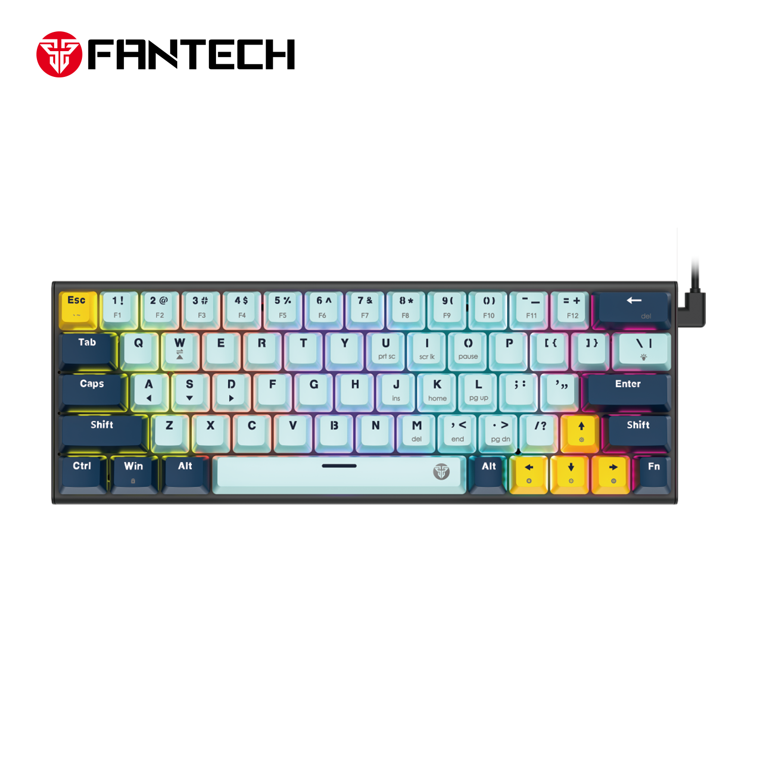 Fantech Mk874 V2 Atom 63 Hot Swappable Mechanical Keyboard Sky Blue - Gameonjo