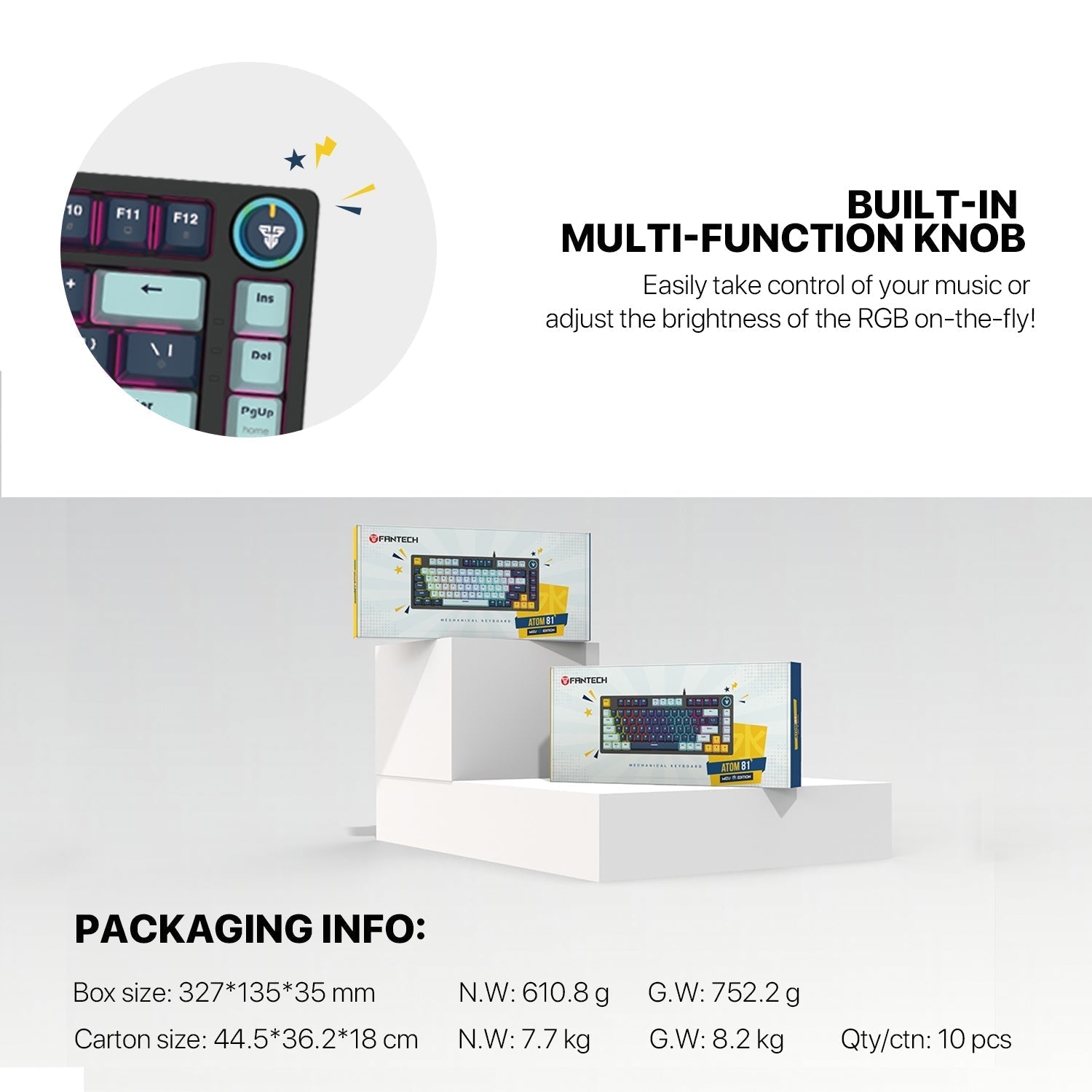 Fantech Mk875v2 Atom 81 Rgb Mechanical Gaming Keyboard Mizu Edition Sky Blue - Gameonjo