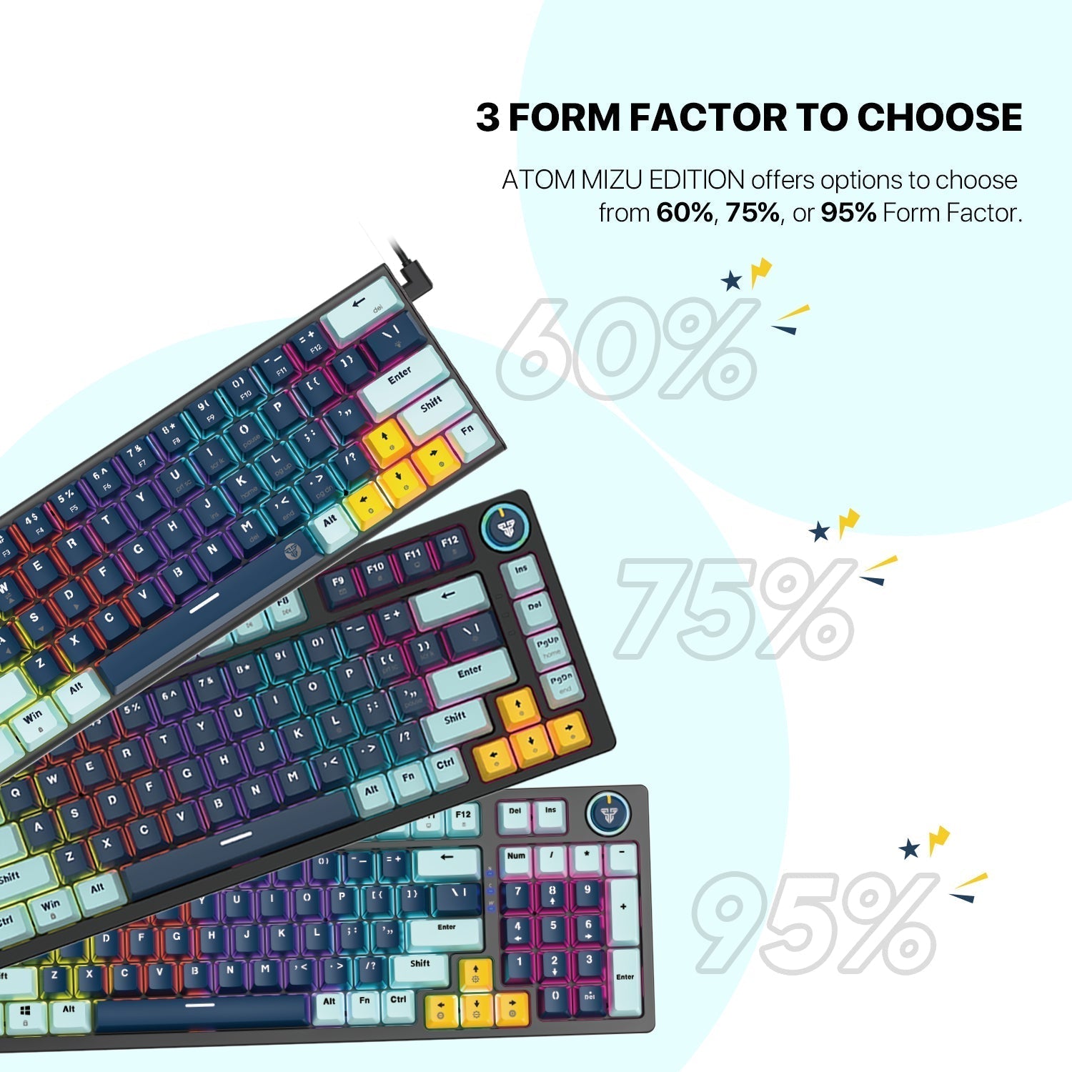 Fantech Mk875v2 Atom 81 Rgb Mechanical Gaming Keyboard Mizu Edition Navy Blue - Gameonjo