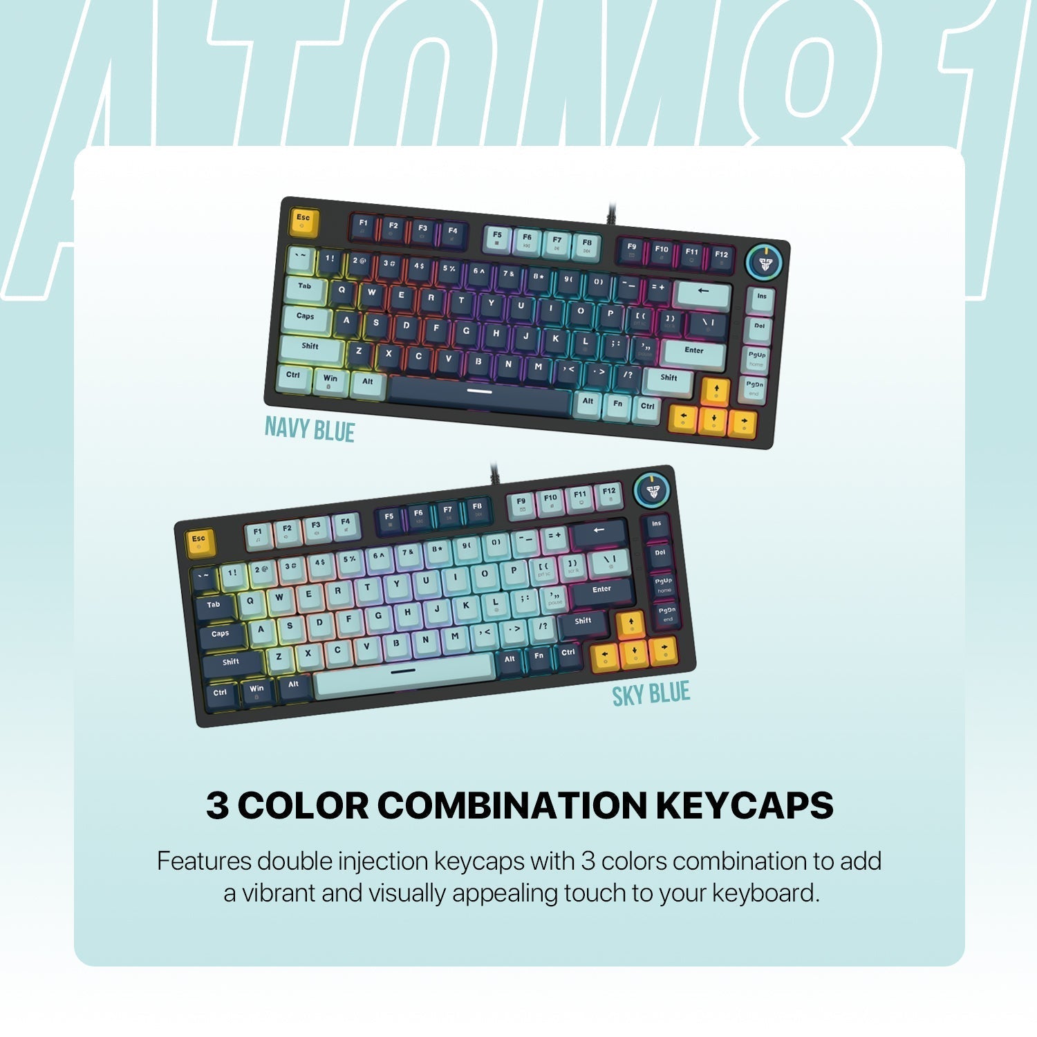 Fantech Mk875v2 Atom 81 Rgb Mechanical Gaming Keyboard Mizu Edition Navy Blue - Gameonjo