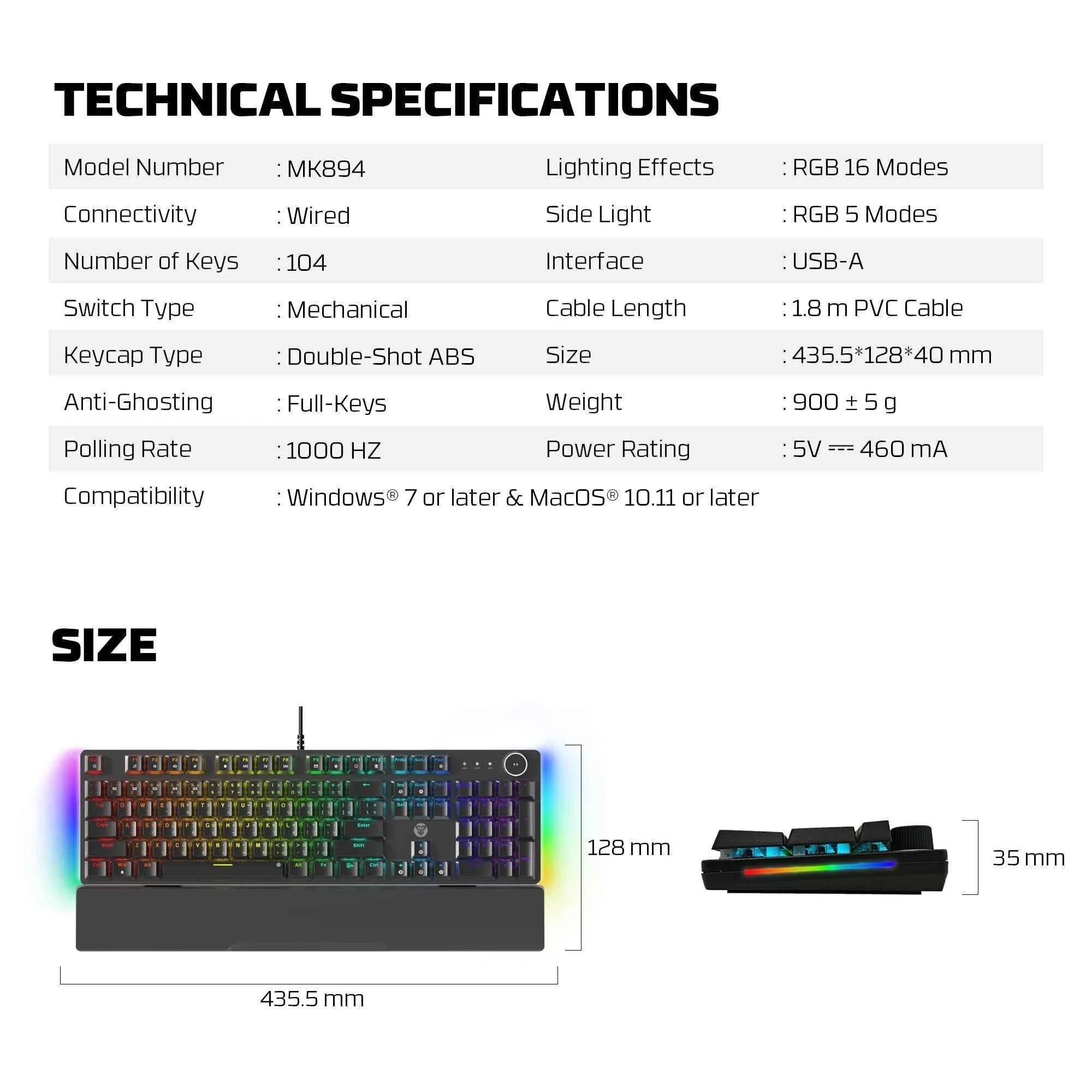 Fantech mk894 maxpower ii mechanical gaming keyboard - keyboard