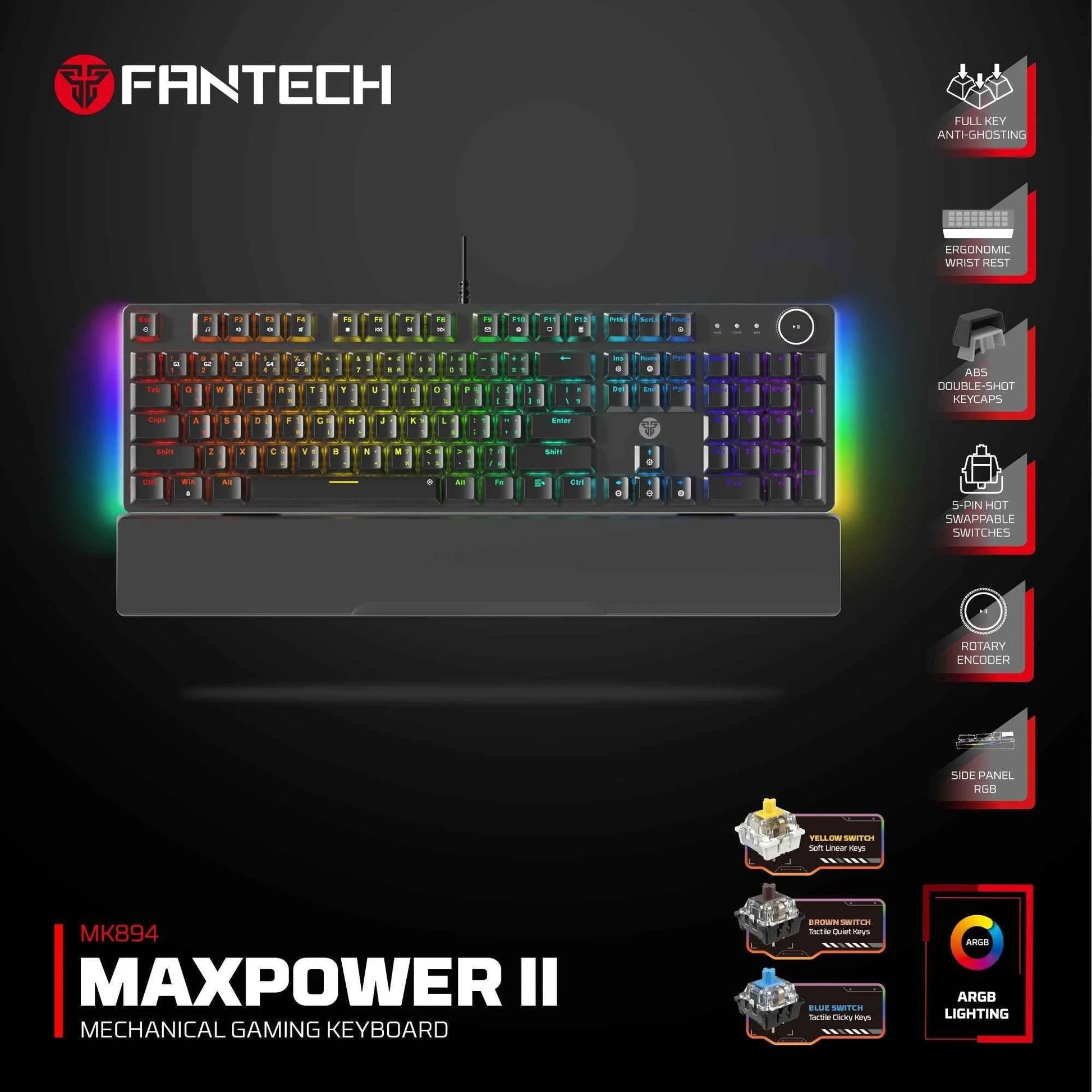 Fantech mk894 maxpower ii mechanical gaming keyboard - keyboard