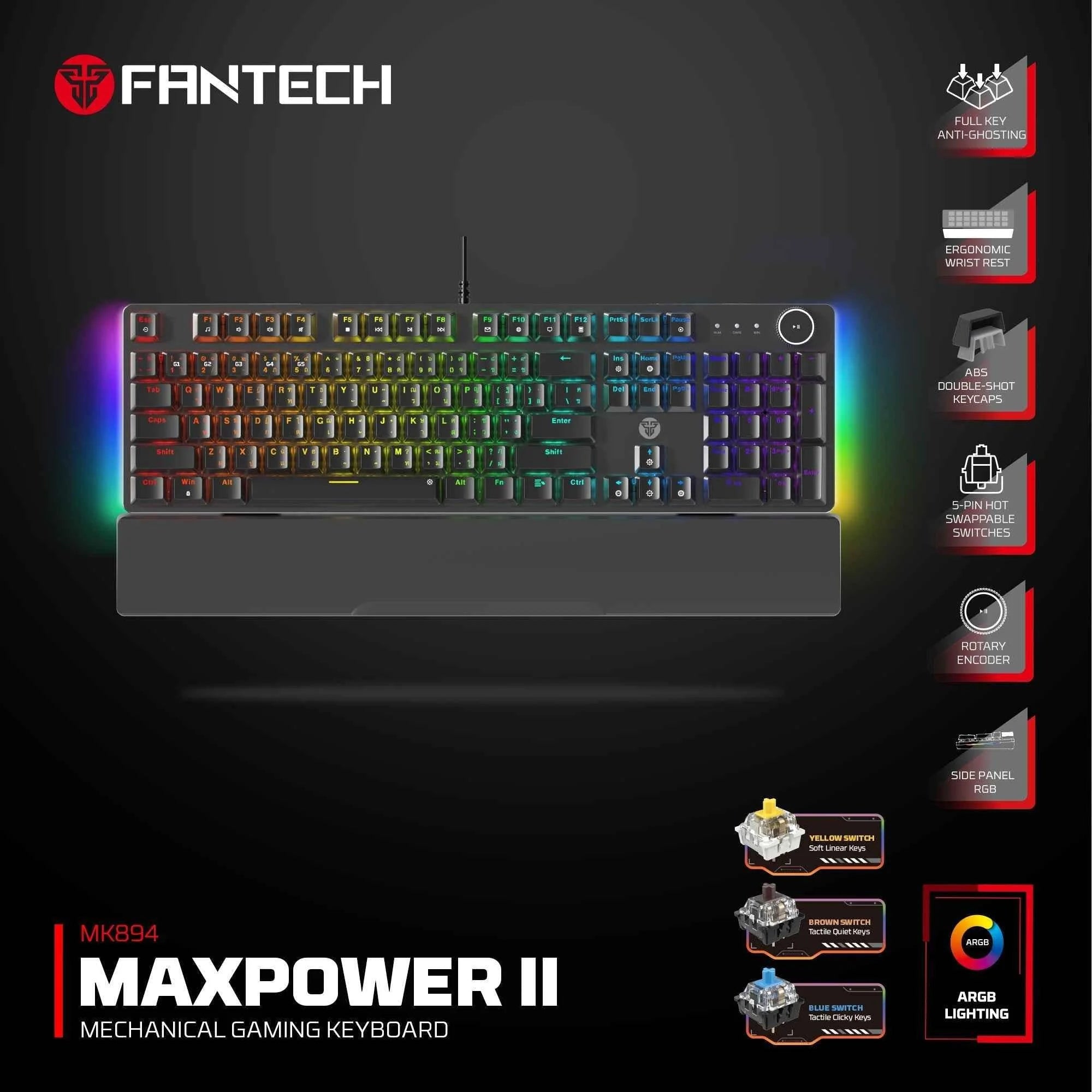 Fantech mk894 maxpower ii mechanical gaming keyboard - keyboard