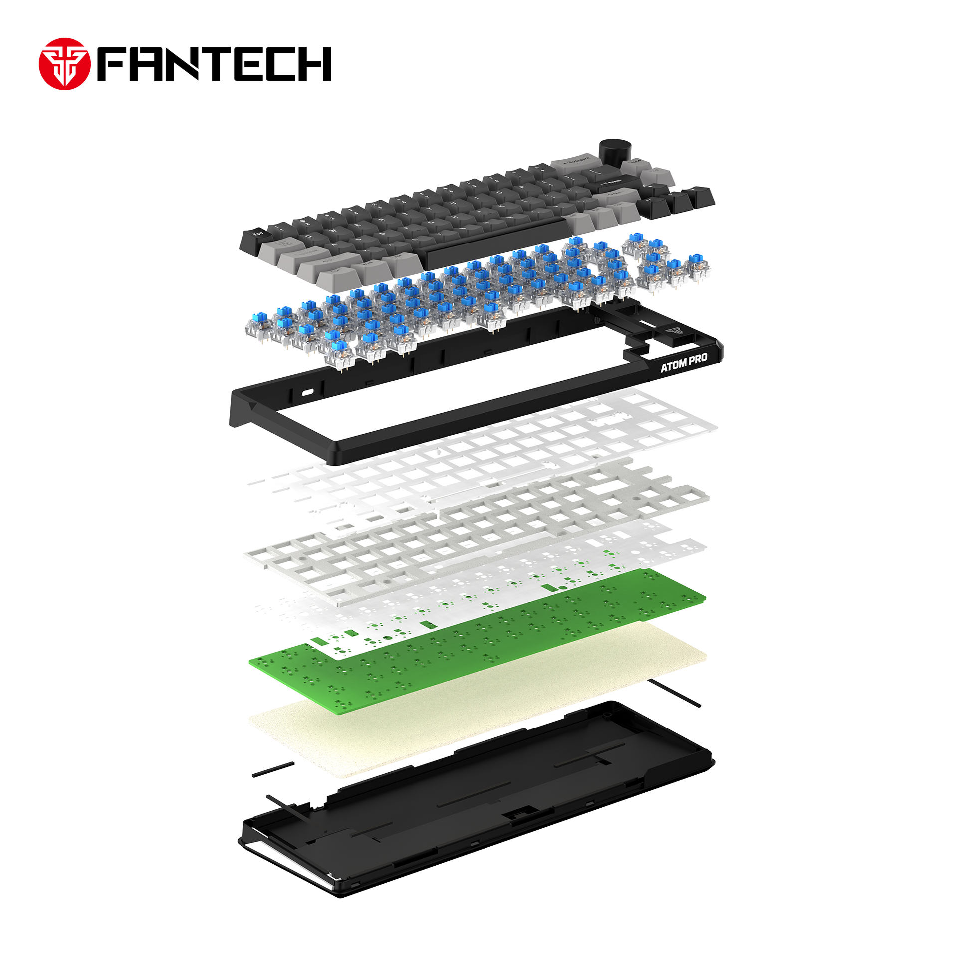 Fantech Mk919 Atom Pro66 Mechanical Keyboard Grey - Gameonjo