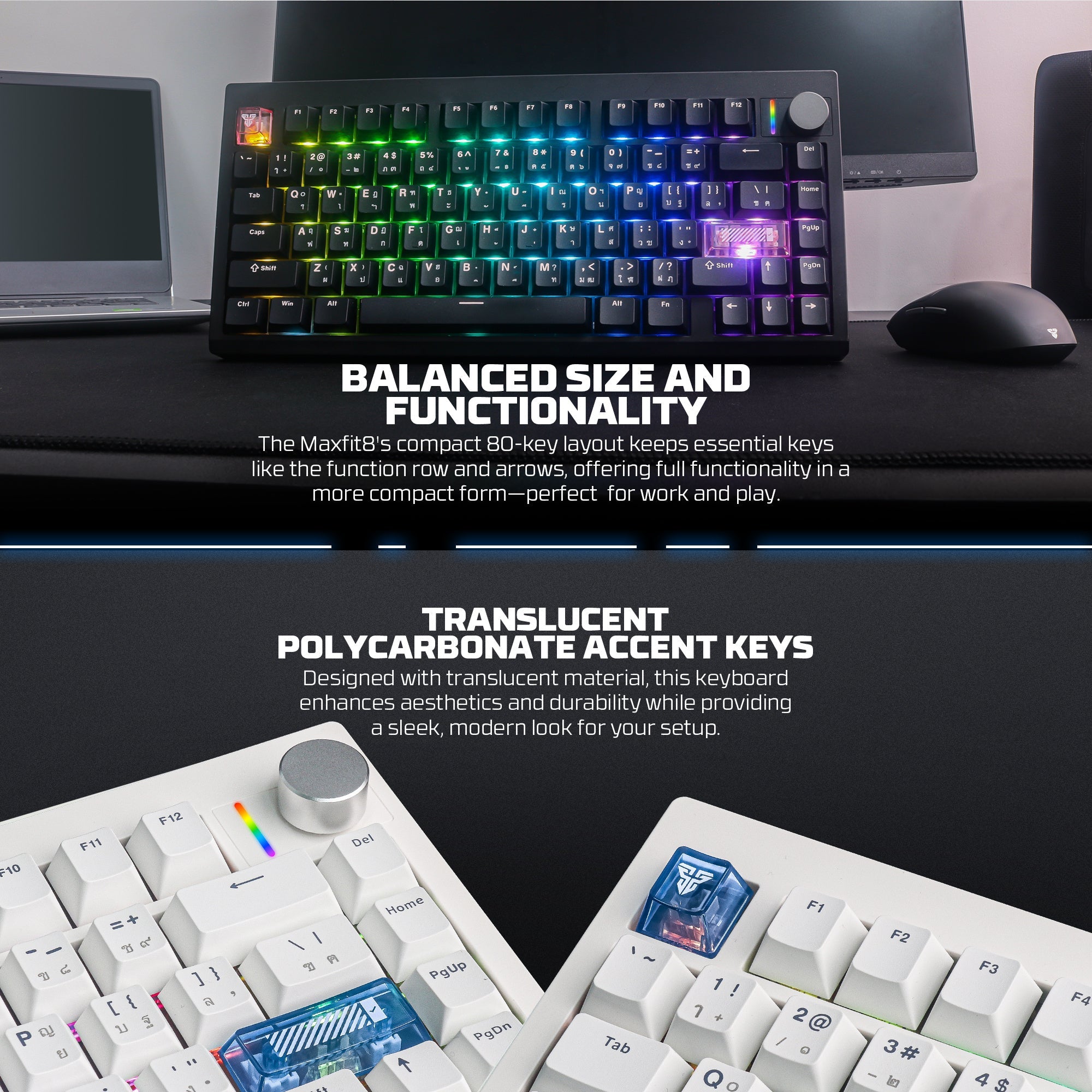 Fantech Mk921 Maxfit8 Qmk Mechanical Keyboard Mk921