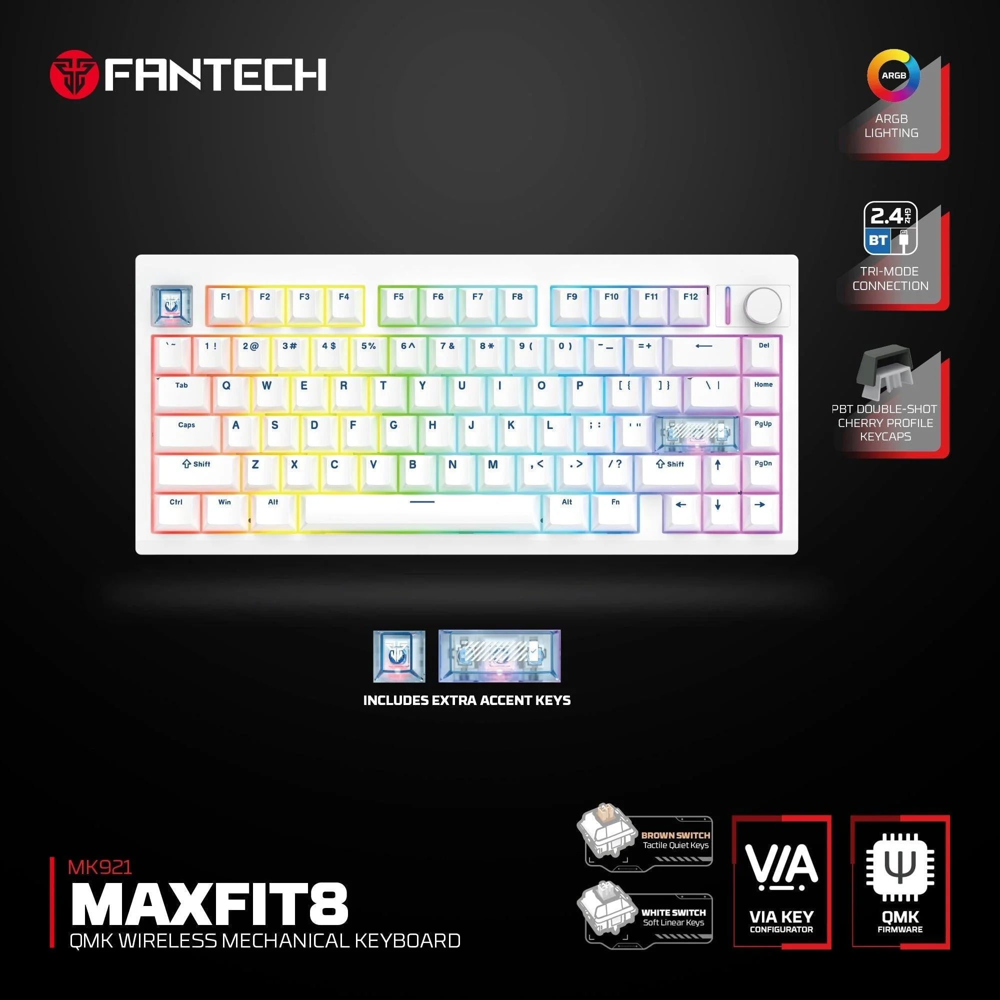 Fantech mk921 maxfit8 qmk mechanical keyboard mk921 - keyboard