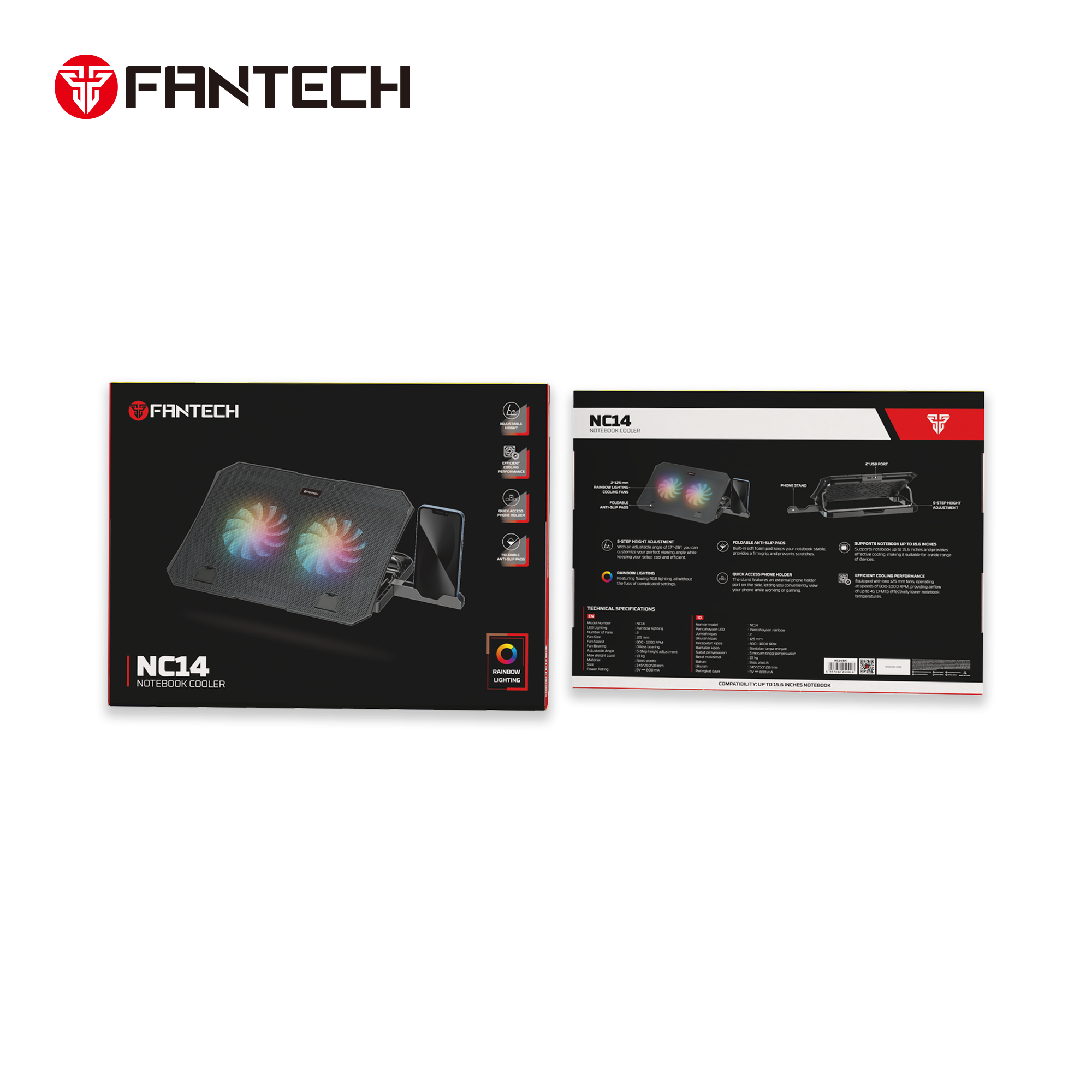 Fantech Nc14 Notebook Cooler Laptop Cooling Pad