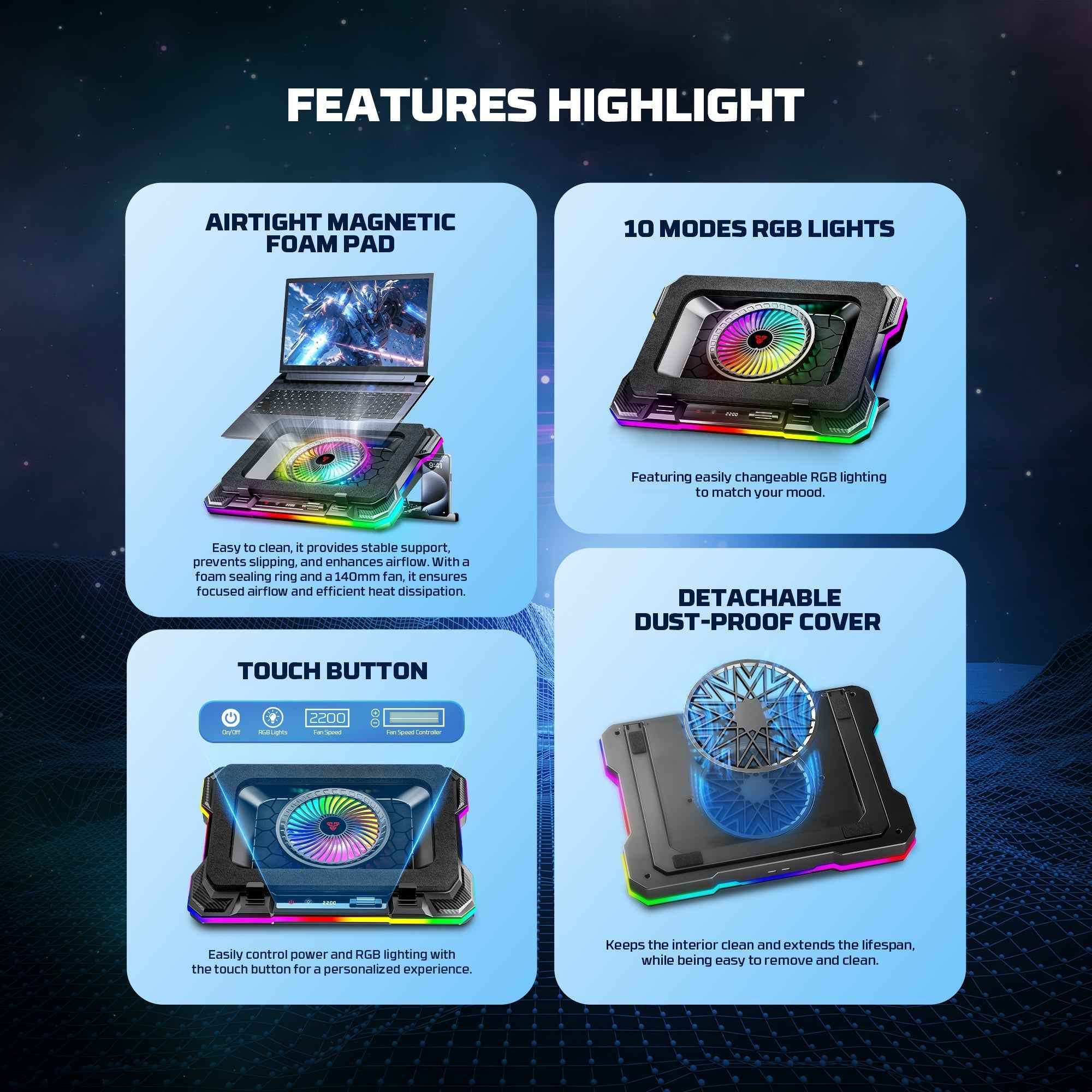 Fantech Nc22 Notebook Cooler Laptop Cooling Pad