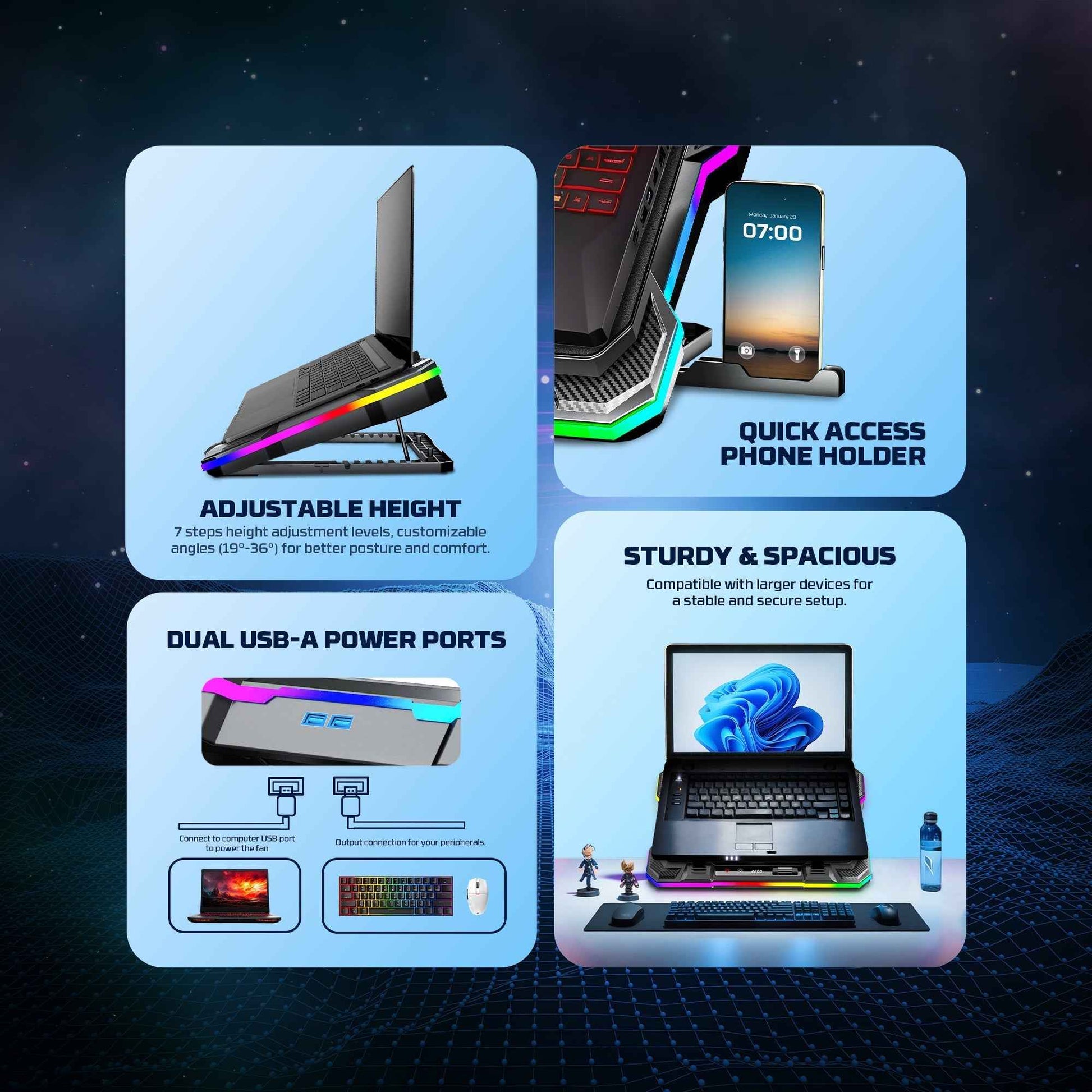 Fantech Nc22 Notebook Cooler Laptop Cooling Pad