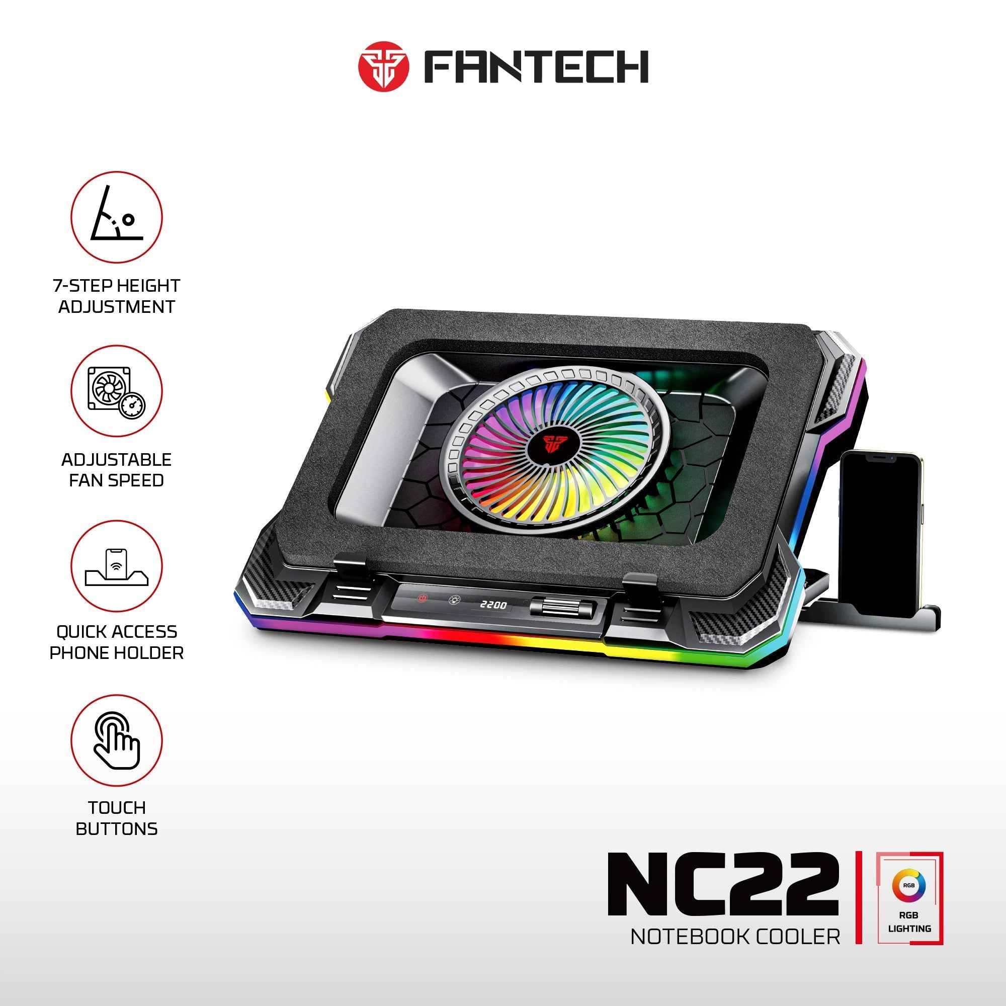 Fantech Nc22 Notebook Cooler Laptop Cooling Pad