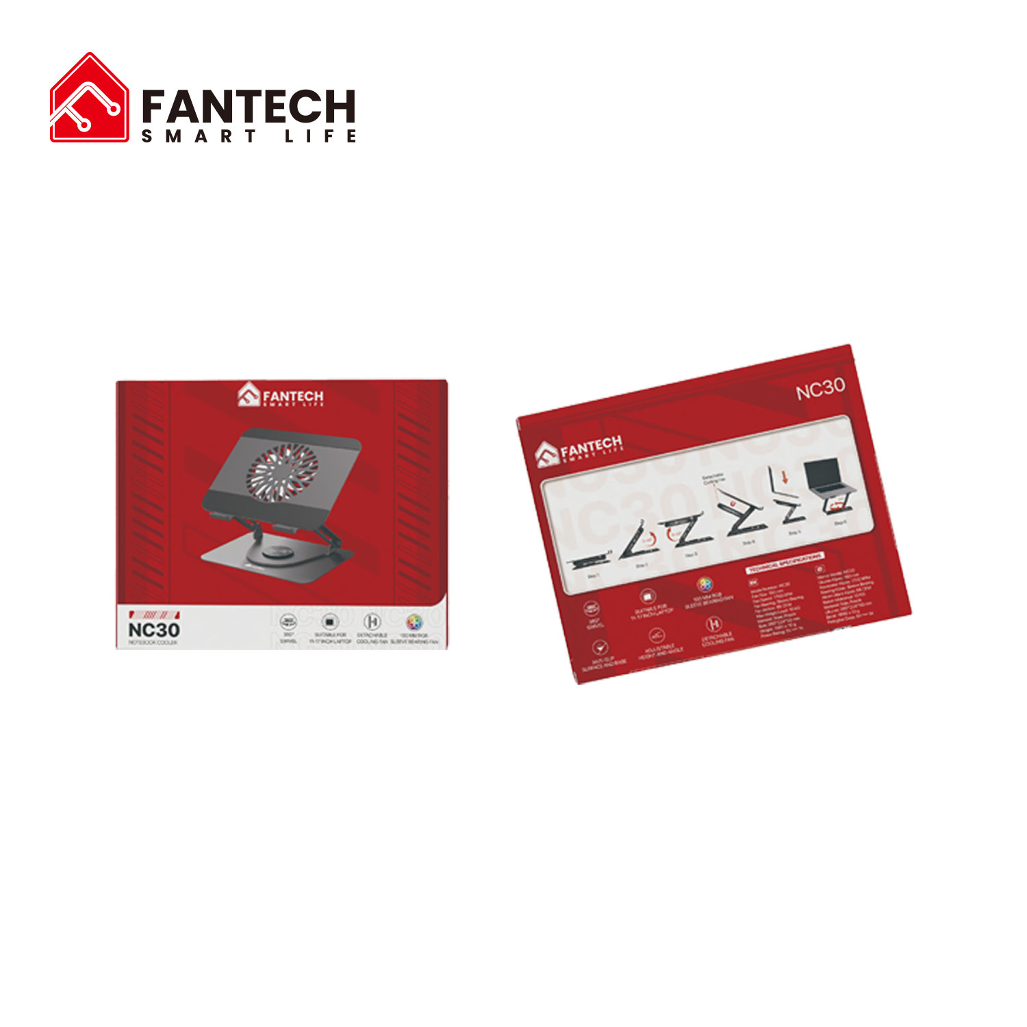 Fantech nc30 notebook stand and cooling fan rgb - cooling stands