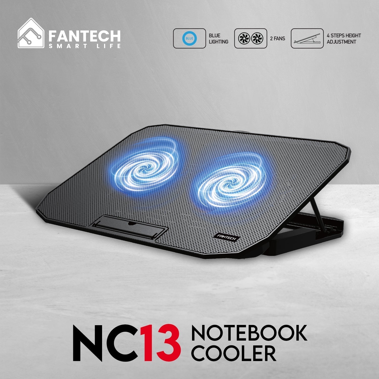 Fantech Notebook Cooler Nc13 Two Fan Suitable for 9-15.6 Inch Laptop - Gameonjo