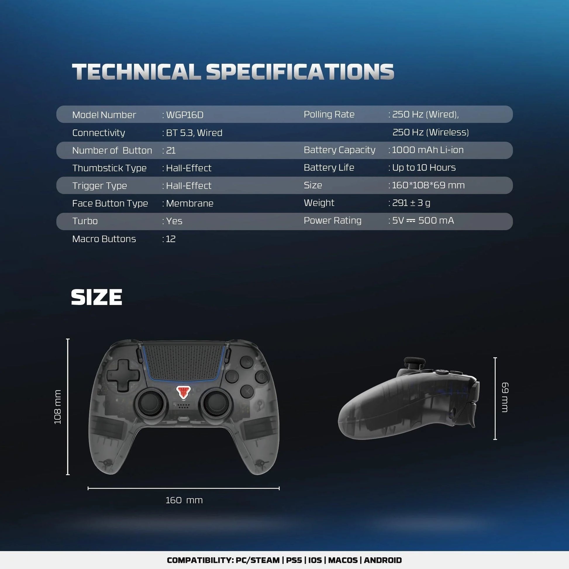 Fantech nova ii d wgp16d controller hall effect (ps5) new