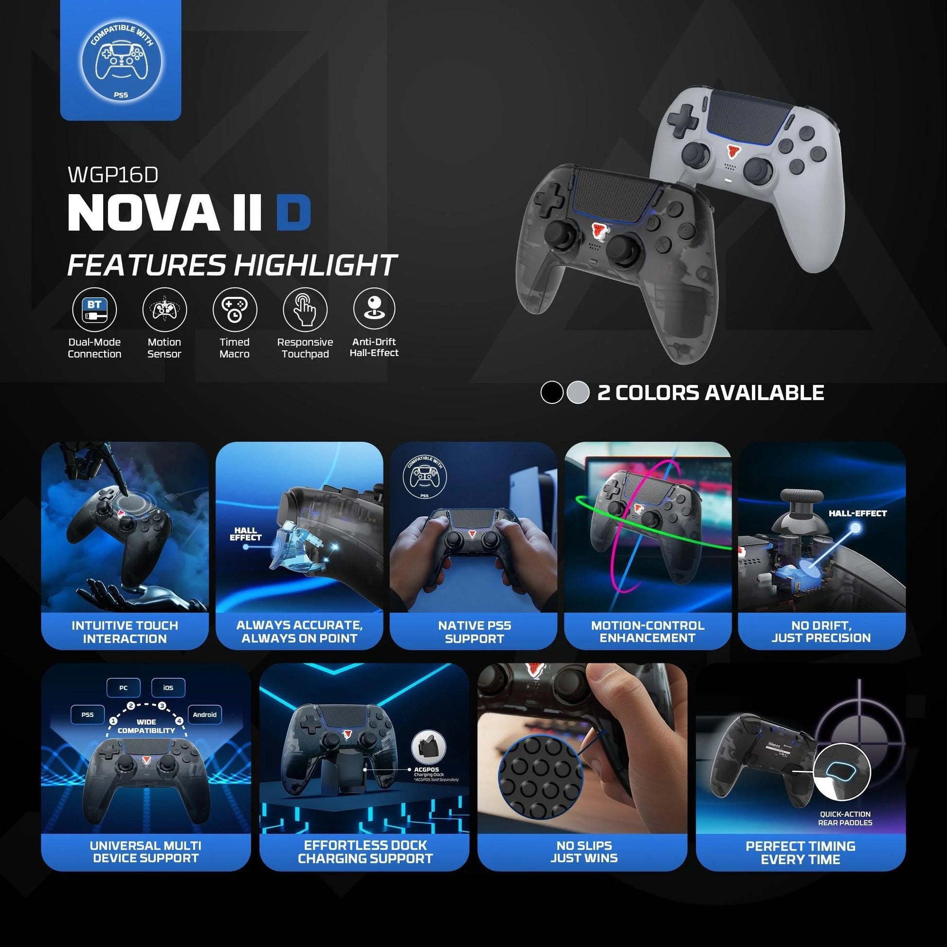 Fantech nova ii d wgp16d controller hall effect (ps5) new