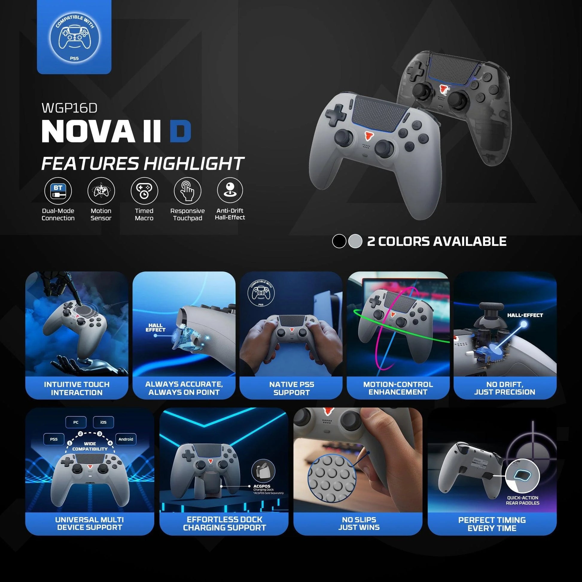 Fantech nova ii d wgp16d controller hall effect (ps5) new - console | controller