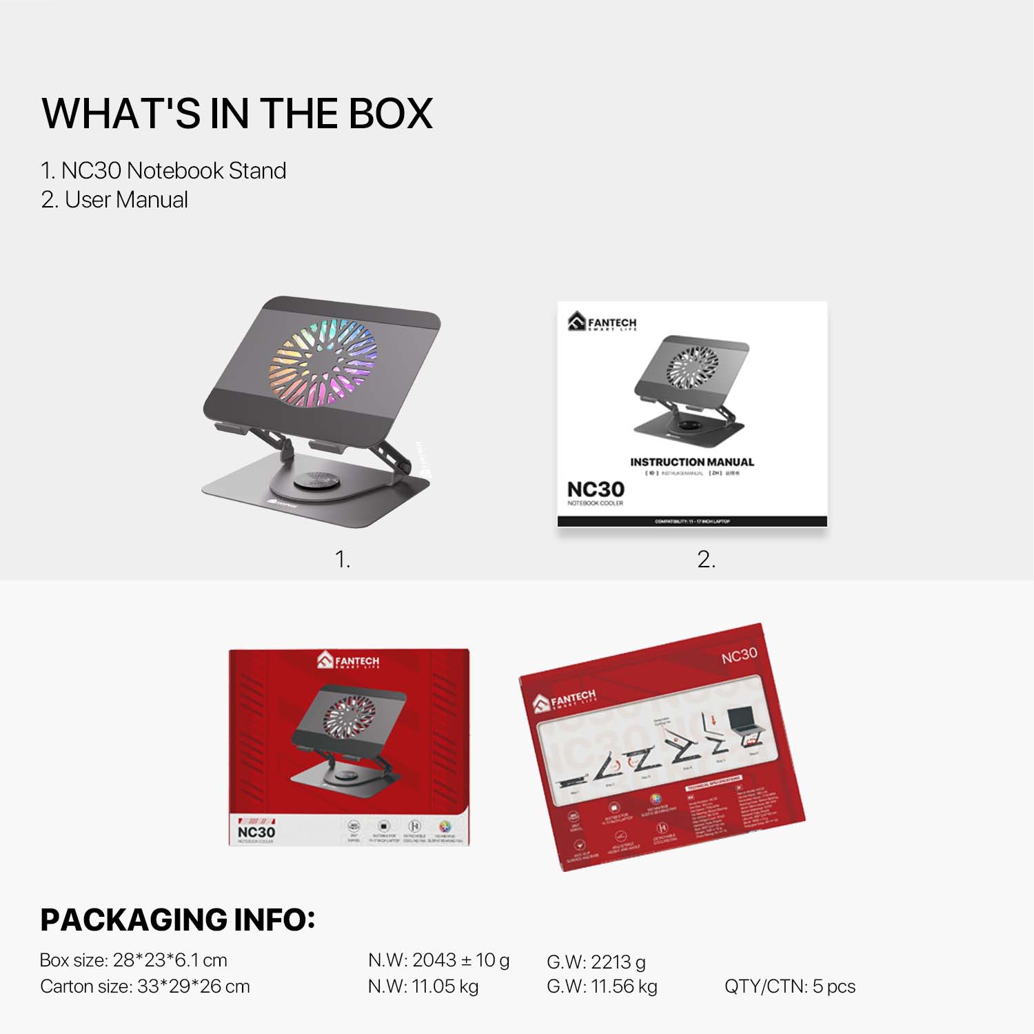 Fantech NC30 Notebook Stand and Cooling Fan Rgb - Gameonjo