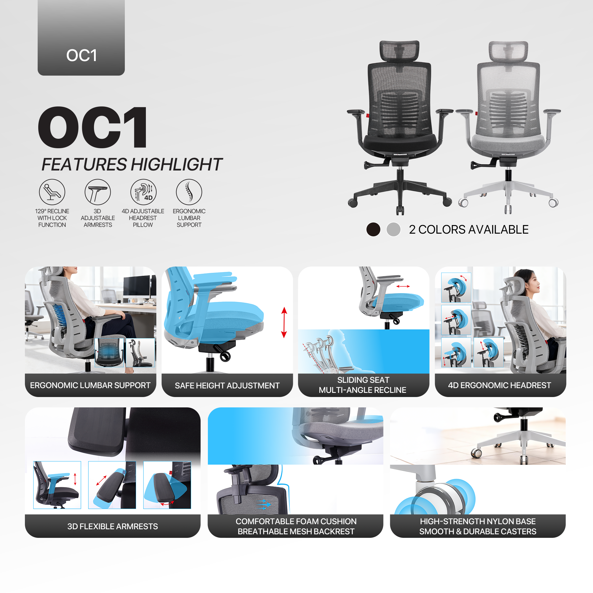 FANTECH OC1 Ergonomic Office Chair Black.