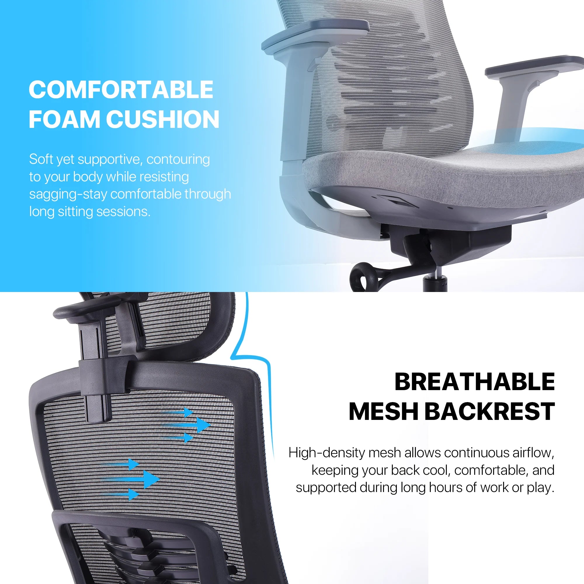 Fantech oc1 ergonomic office chair black - desk & chair