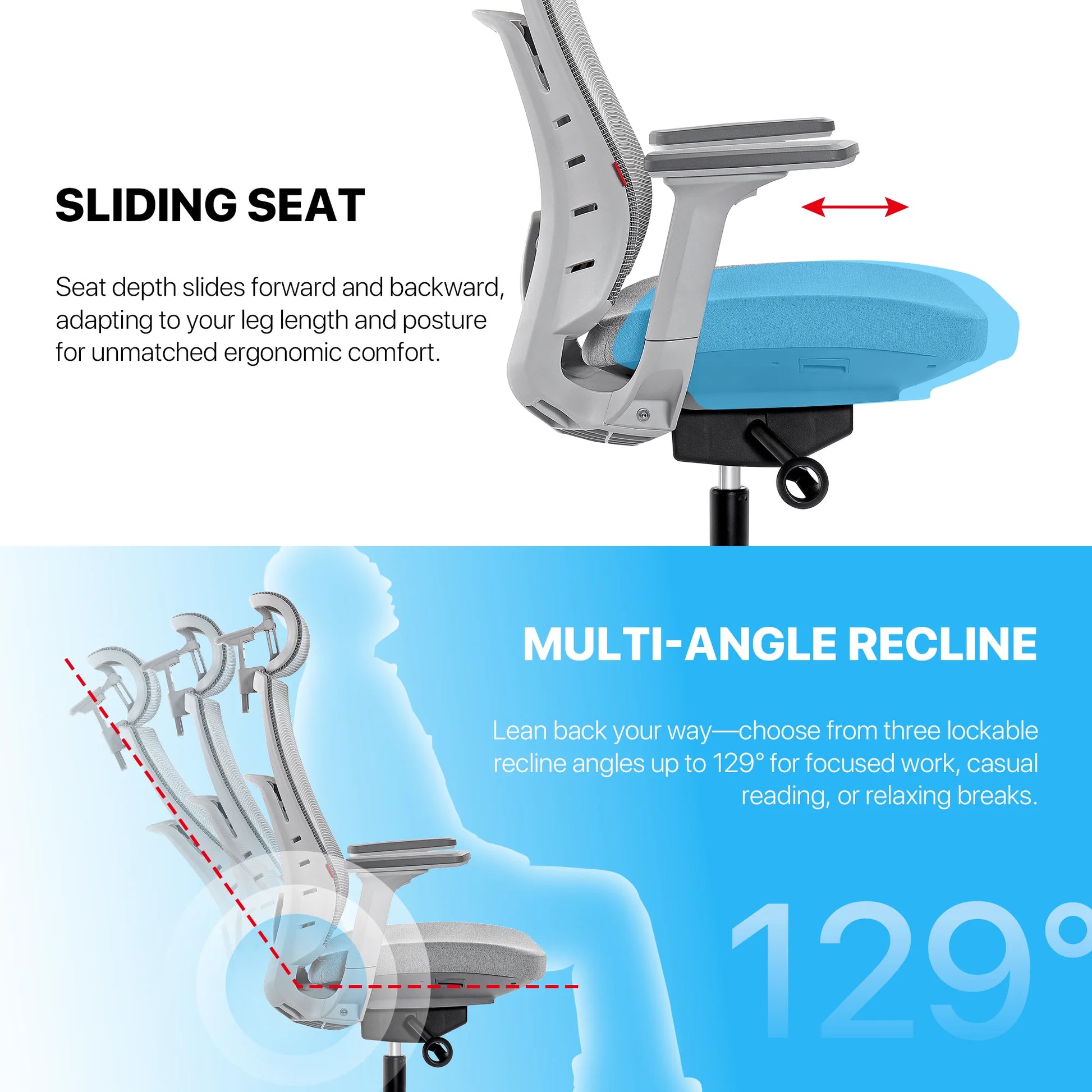 Fantech oc1 ergonomic office chair black - desk & chair